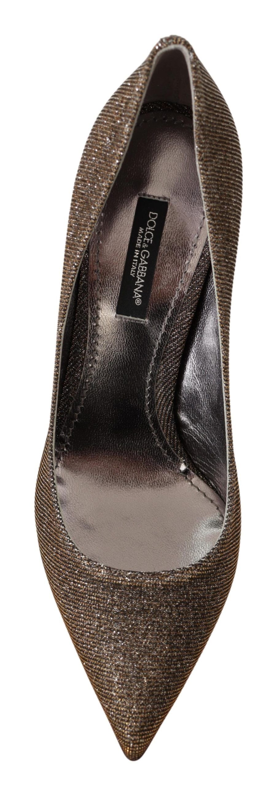 Dolce & Gabbana Gold Silver Fabric Heels Pumps Shoes LUNESCAPE