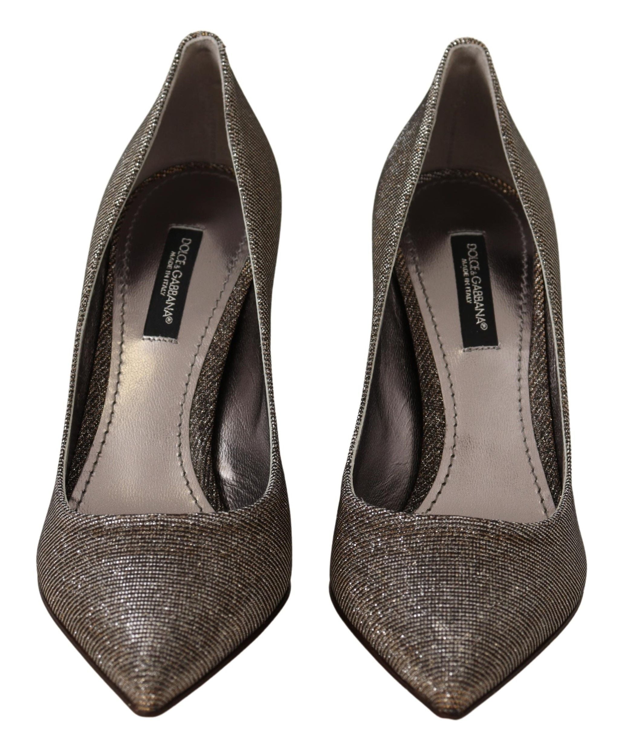 Dolce & Gabbana Gold Silver Fabric Heels Pumps Shoes LUNESCAPE