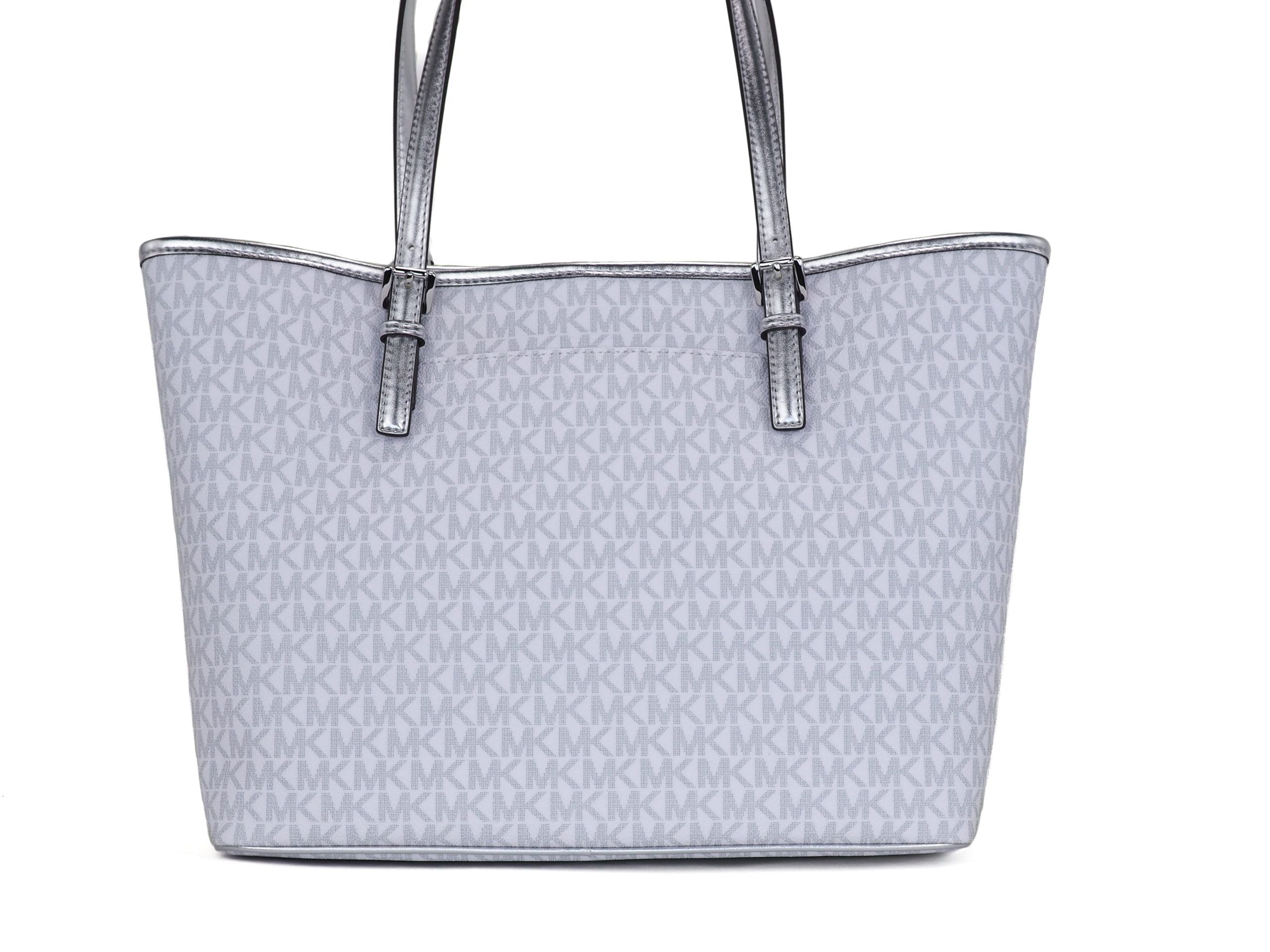 Michael Kors Jet Set Girls Print Medium Signature Carryall (Bright White Multi) LUNESCAPE