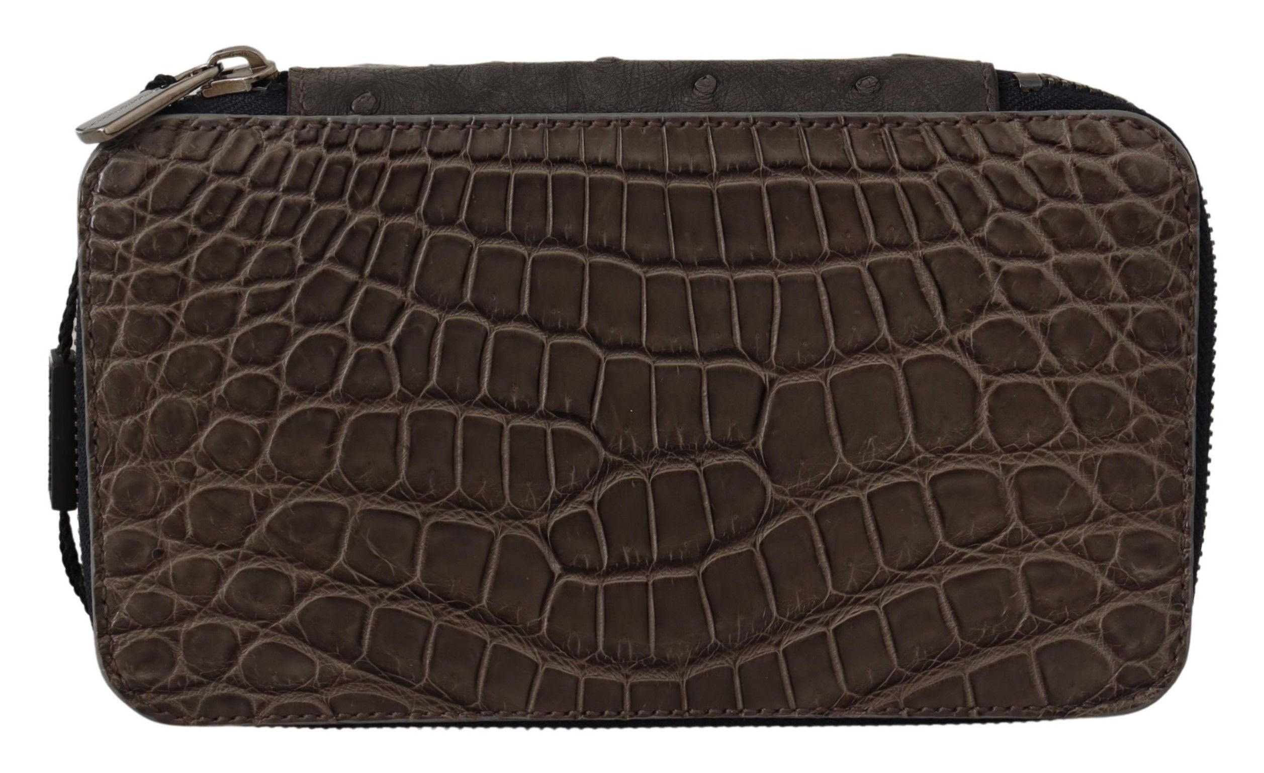 Dolce & Gabbana Gray Skin Leather Vanity Case Toiletry Shaving Bag LUNESCAPE