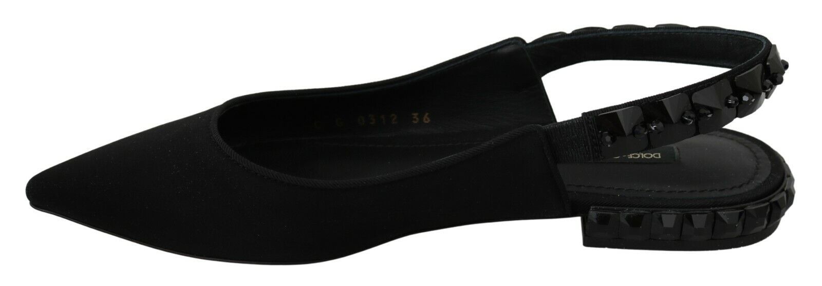 Dolce & Gabbana Black Flats Slingback Charmeuse Shoes LUNESCAPE