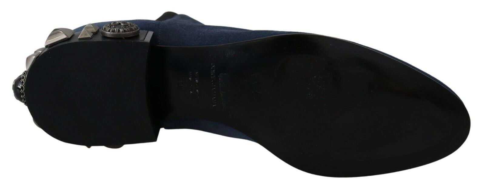 Dolce & Gabbana Blue Suede Embellished Studded Boots Shoes LUNESCAPE
