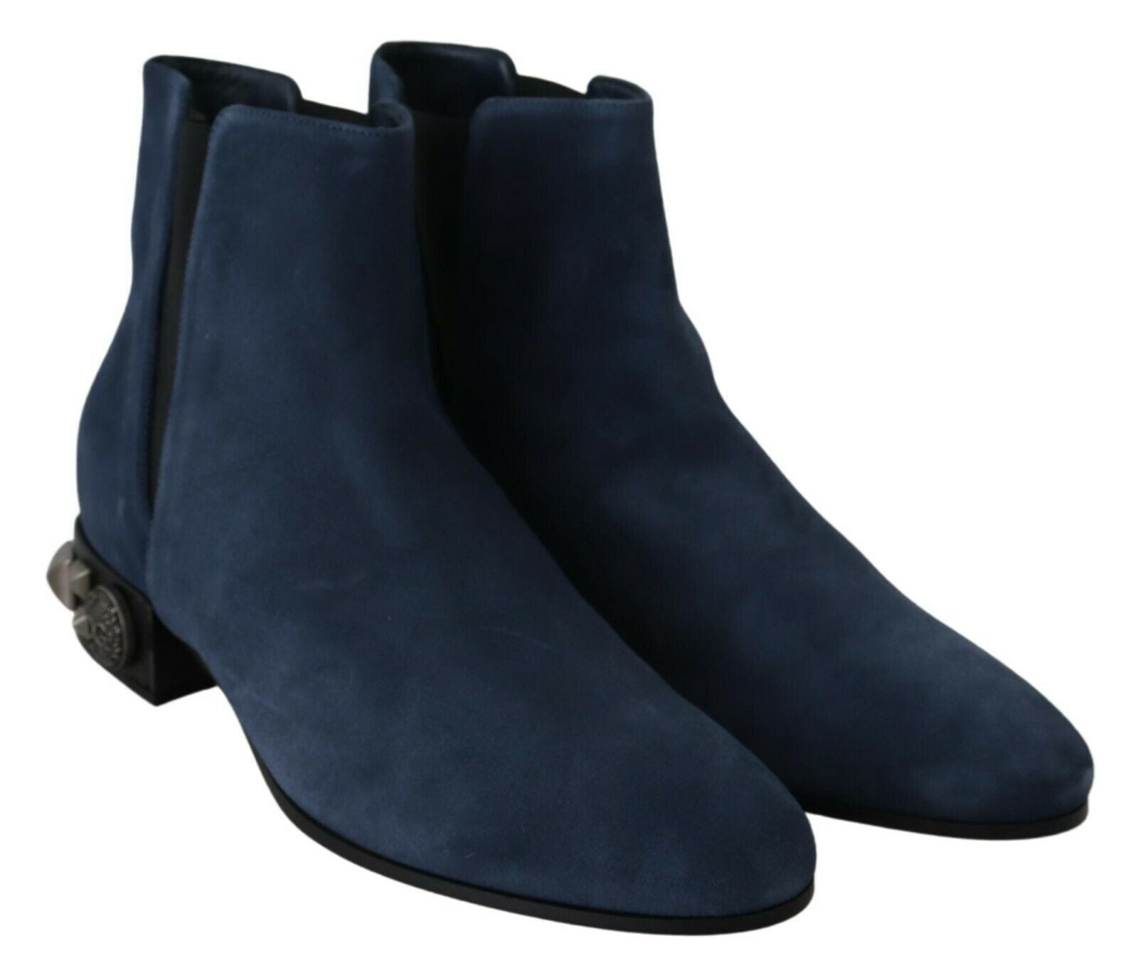 Dolce & Gabbana Blue Suede Embellished Studded Boots Shoes LUNESCAPE
