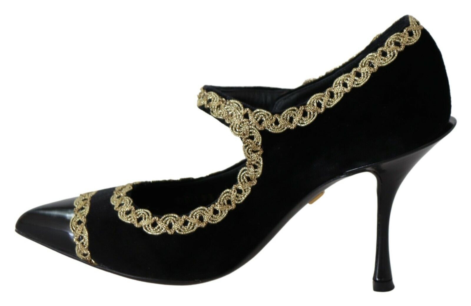 Dolce & Gabbana Black Embellished Velvet Mary Jane Pumps Shoes LUNESCAPE