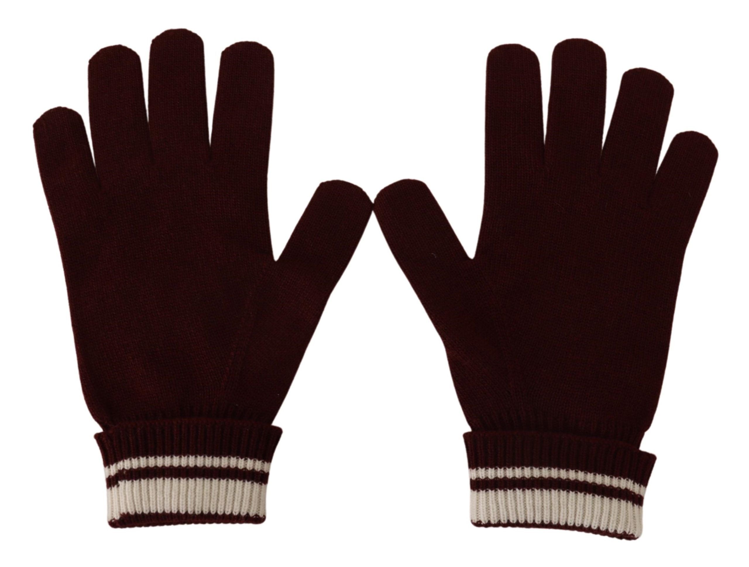 Dolce & Gabbana Red White D&G Logo Crown Cashmere Gloves LUNESCAPE