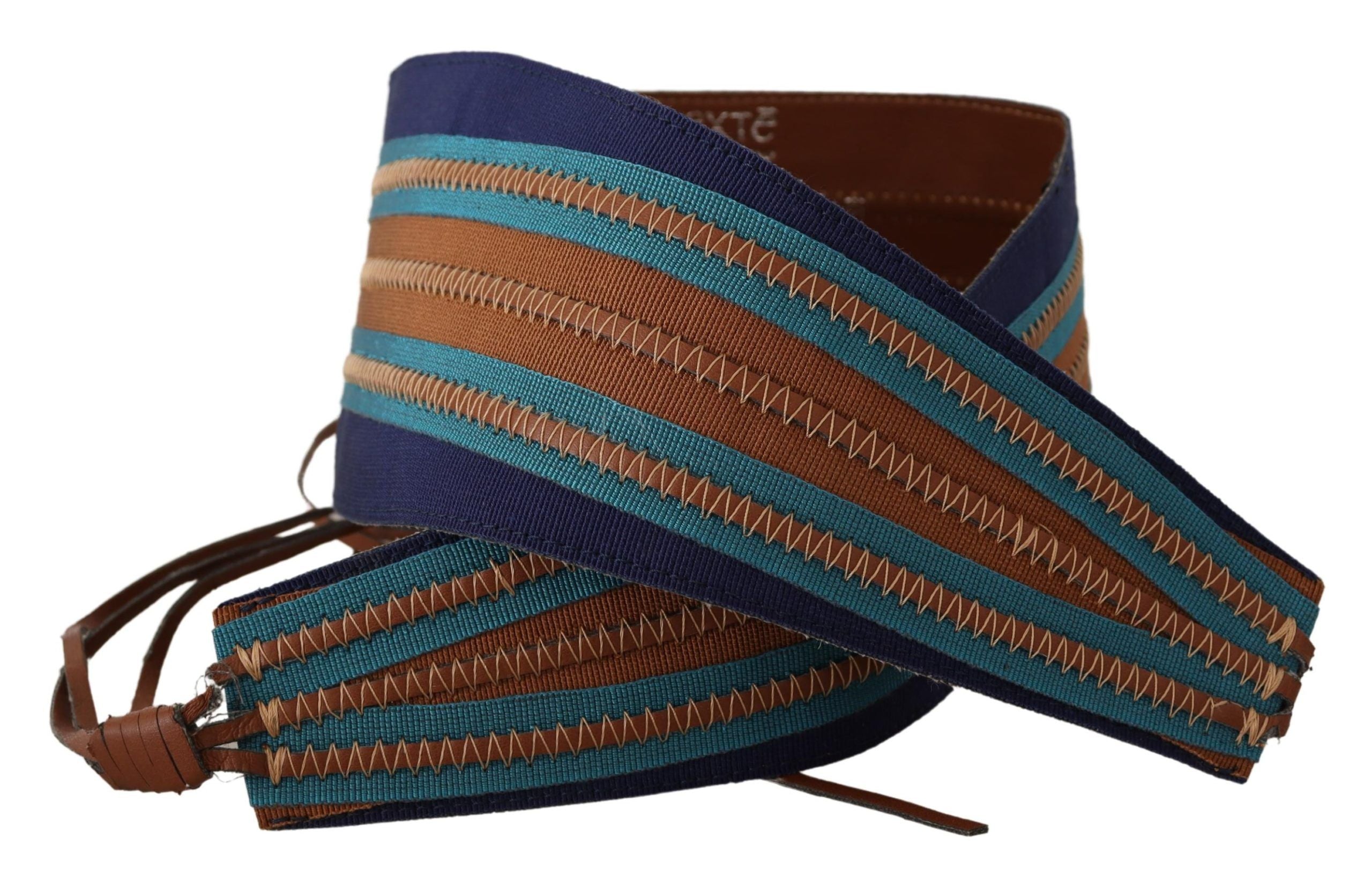 Exte Brown Leather Wide Waistband Tie Fastening Belt LUNESCAPE