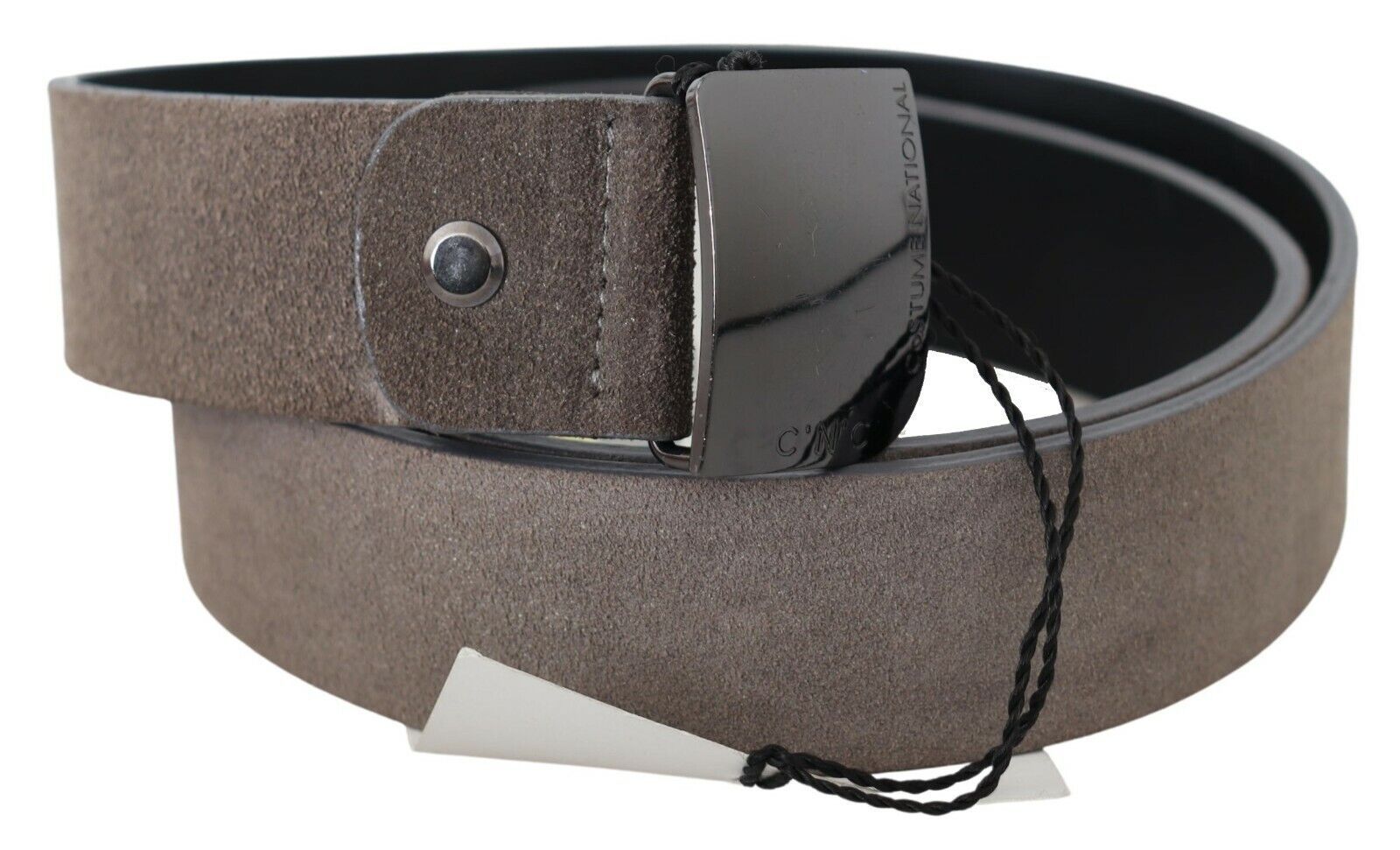 Costume National Brown Leather Square Logo Buckle Belt LUNESCAPE