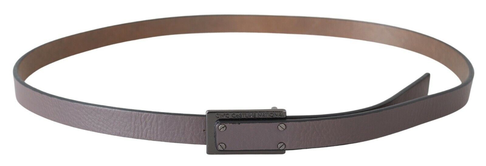 Costume National Brown Leather Tactical Logo Screw Buckle Belt LUNESCAPE