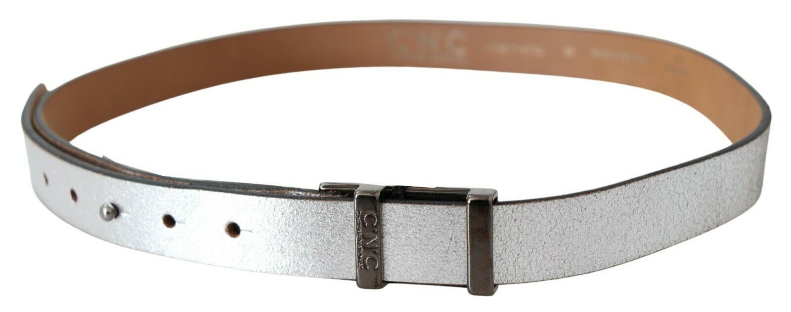 Costume National Brown Metallic Silver Leather Belt LUNESCAPE