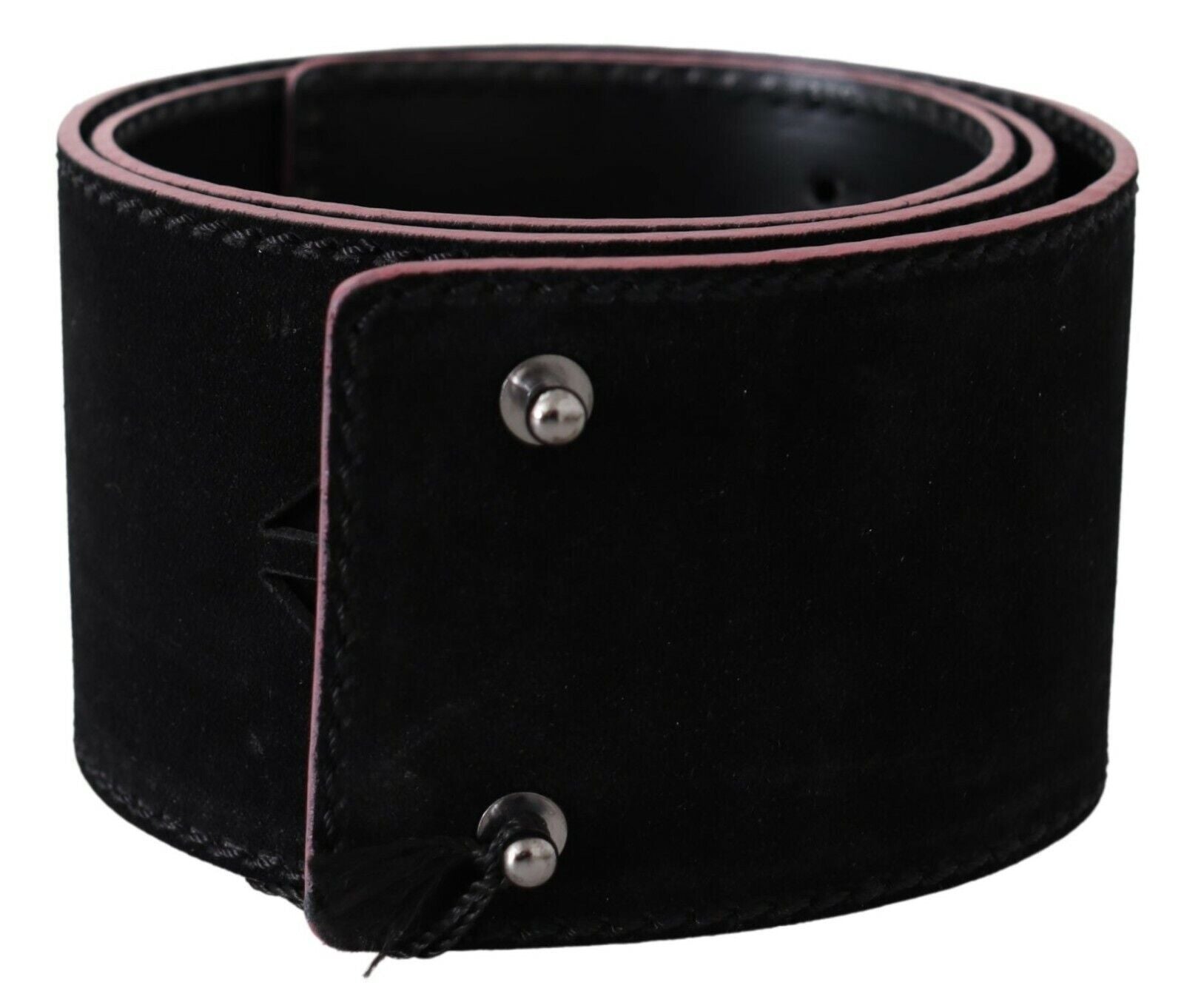 Costume National Black Leather Wide Waist Studded Women Belt LUNESCAPE