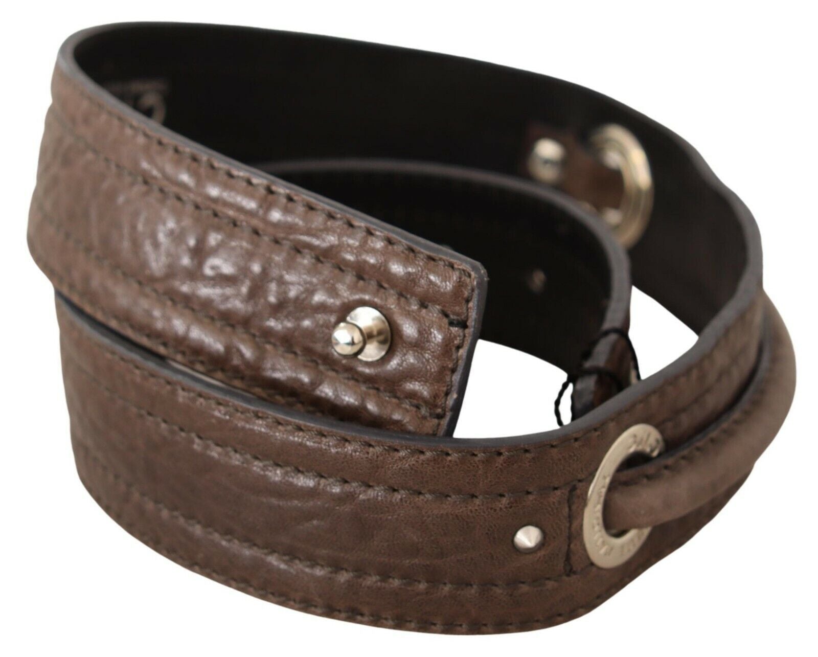Costume National Brown Leather Silver Fastening Belt LUNESCAPE