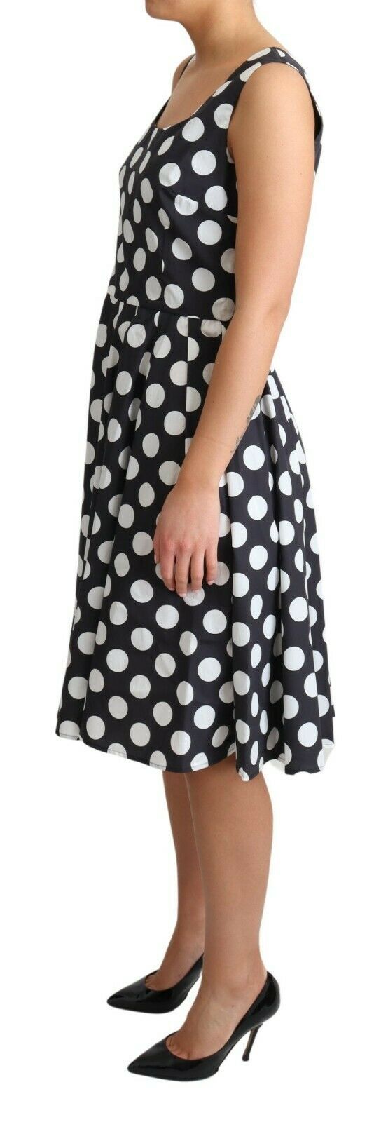 Dolce & Gabbana Black Polka Dotted Cotton A-Line Dress LUNESCAPE