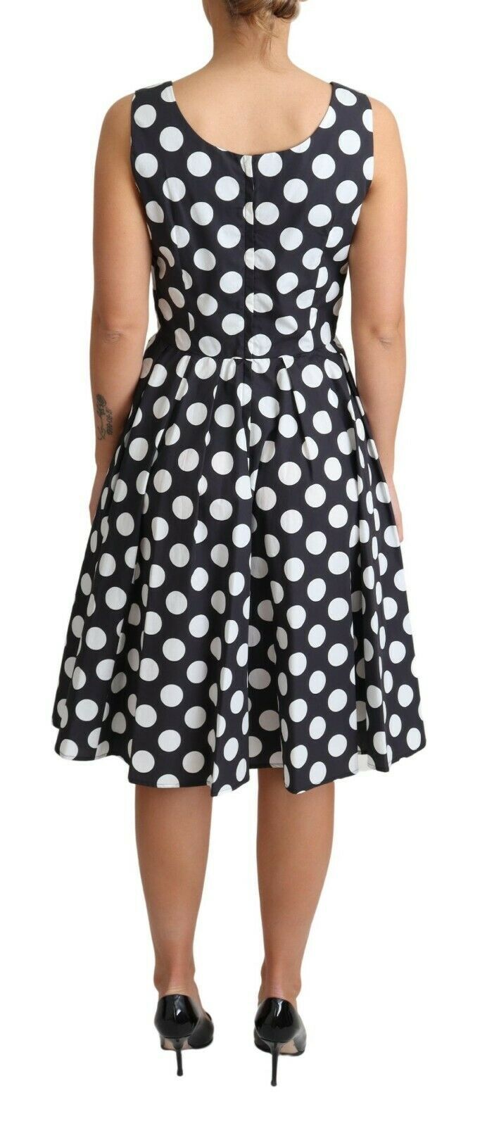 Dolce & Gabbana Black Polka Dotted Cotton A-Line Dress LUNESCAPE