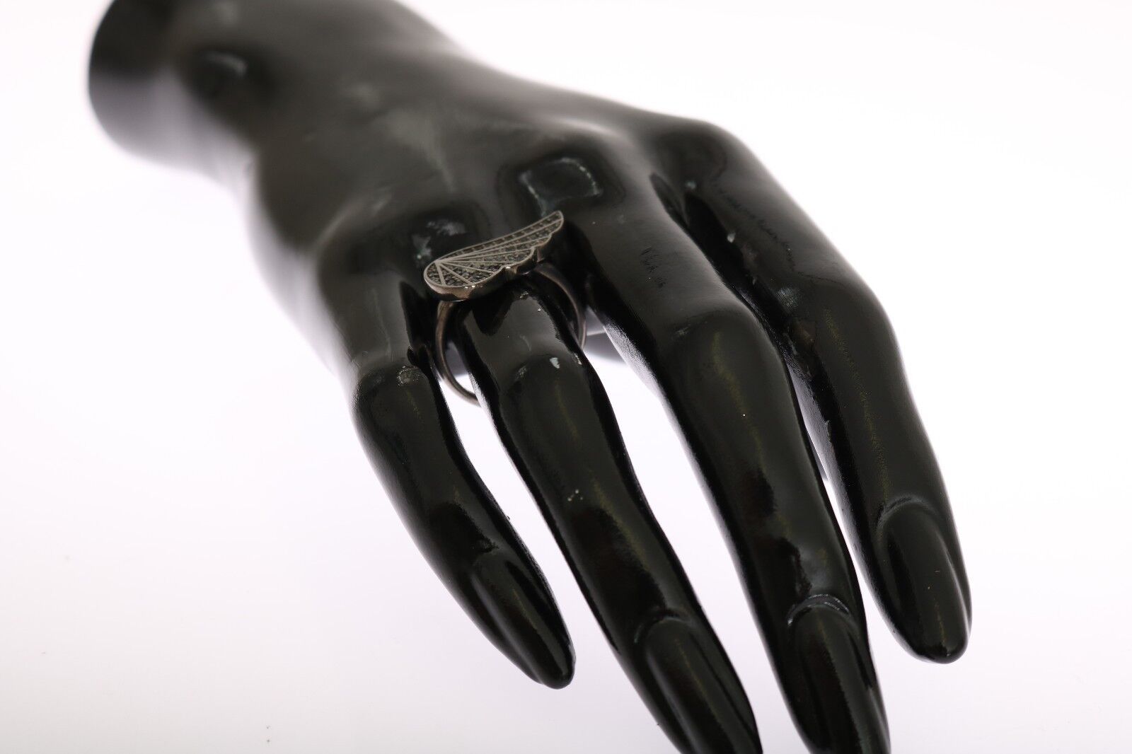 Nialaya Silver Womens Black CZ Rhodium 925 Ring LUNESCAPE