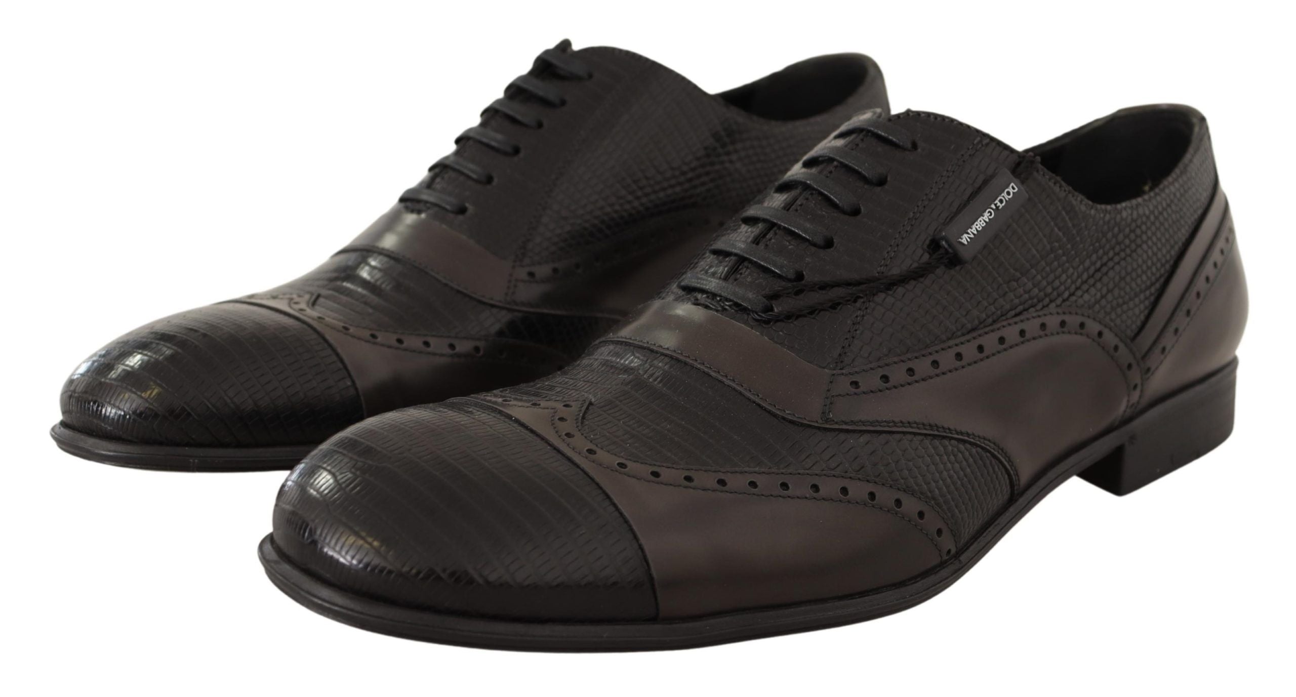 Dolce & Gabbana Brown Lizard Skin Leather Oxford Dress Shoes LUNESCAPE