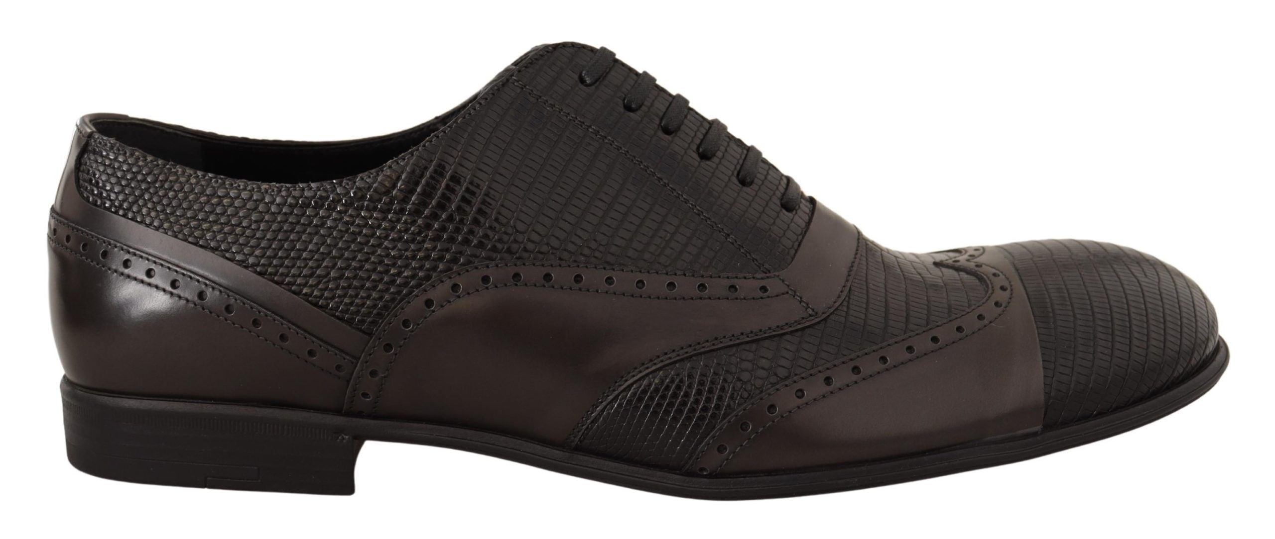 Dolce & Gabbana Brown Lizard Skin Leather Oxford Dress Shoes LUNESCAPE