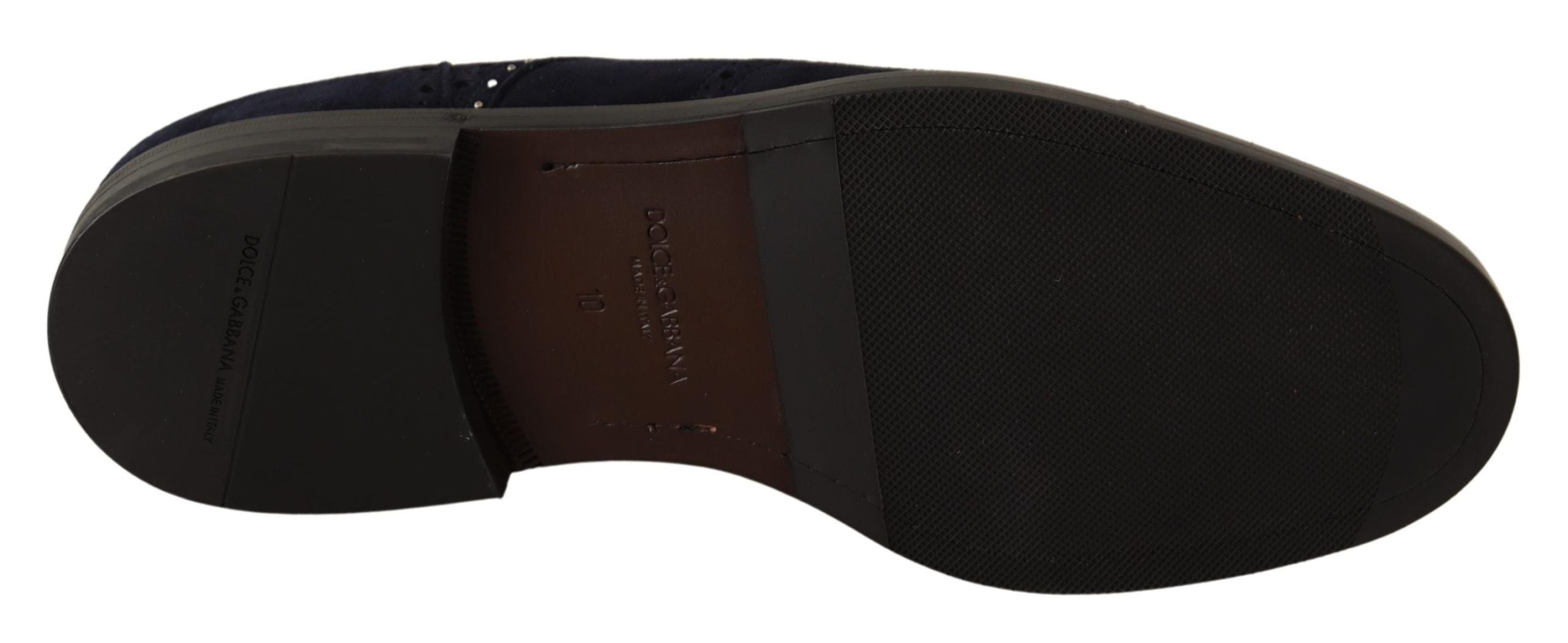Dolce & Gabbana Blue Suede Leather Derby Studded Shoes LUNESCAPE