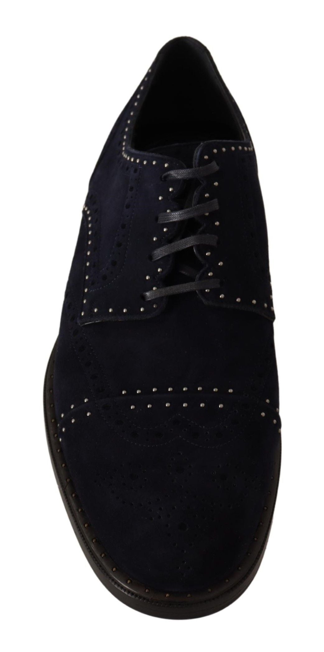 Dolce & Gabbana Blue Suede Leather Derby Studded Shoes LUNESCAPE