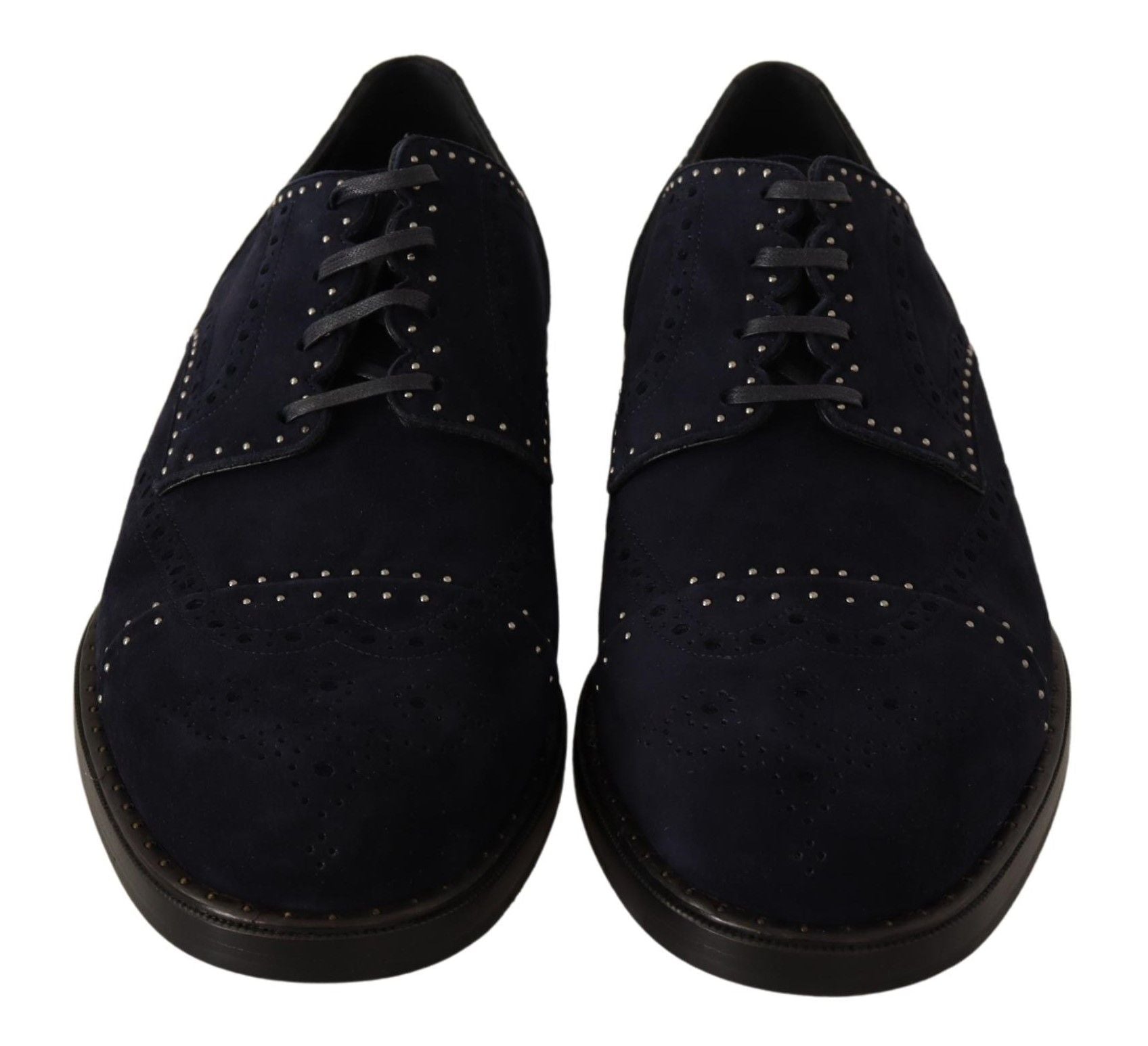 Dolce & Gabbana Blue Suede Leather Derby Studded Shoes LUNESCAPE