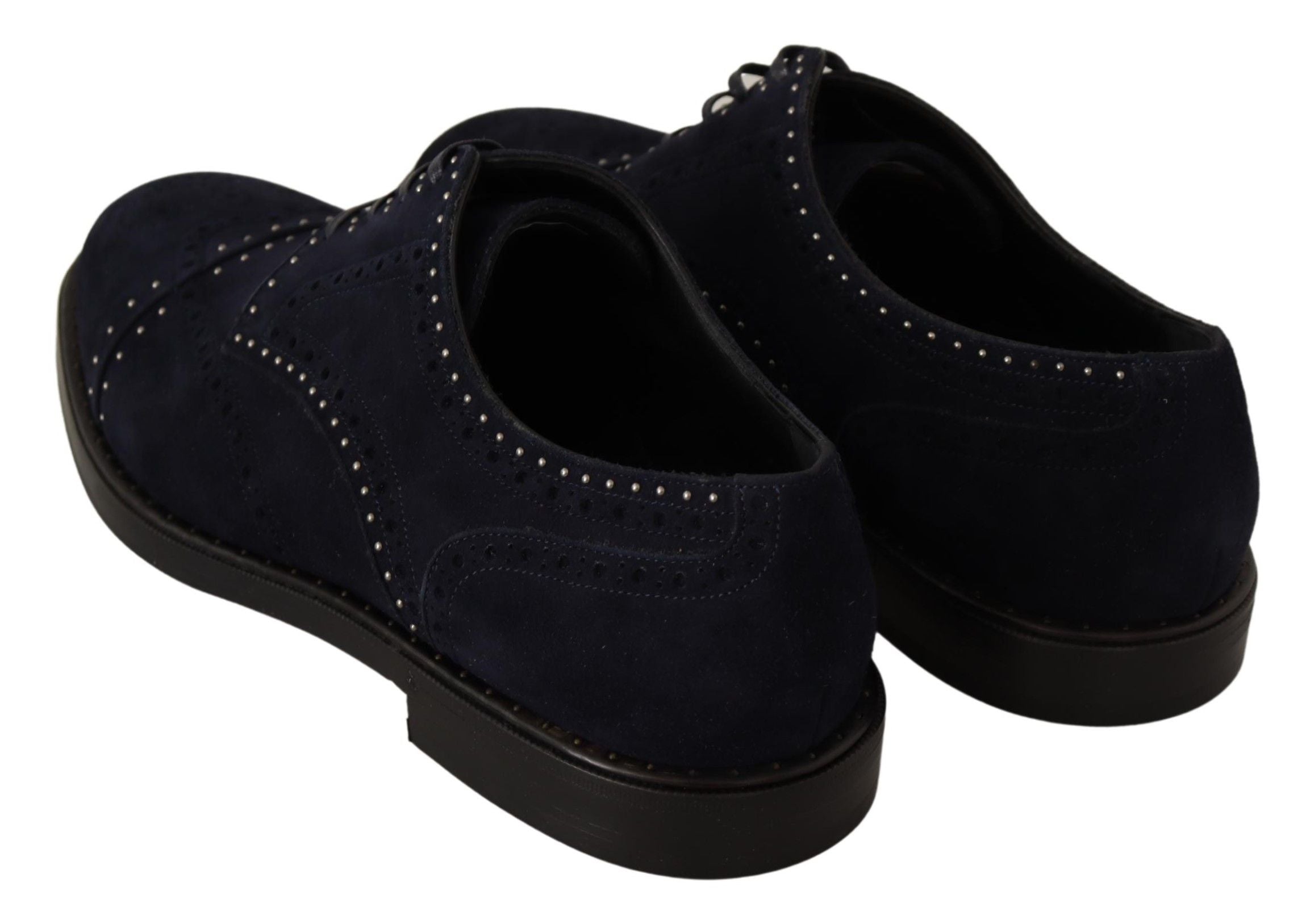 Dolce & Gabbana Blue Suede Leather Derby Studded Shoes LUNESCAPE
