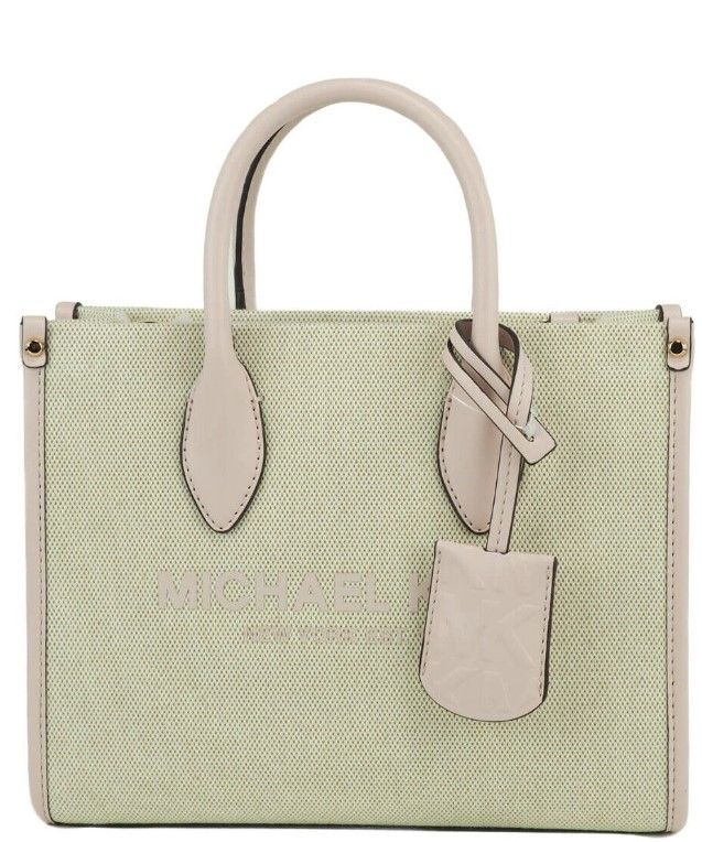 Michael Kors Mirella Small Powder Blush Canvas Shopper Crossbody Handbag Purse LUNESCAPE