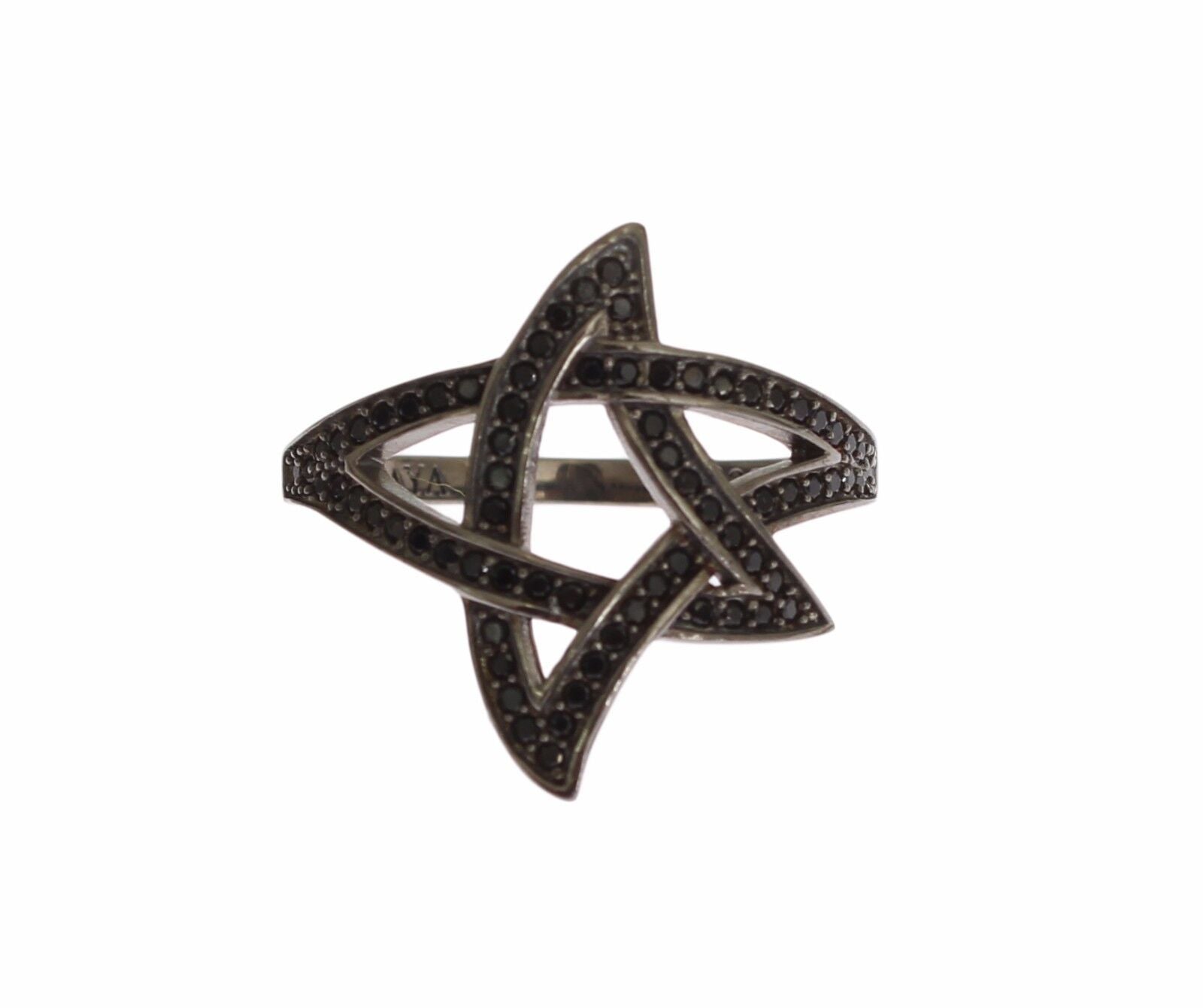 Nialaya Black CZ Rhodium 925 Silver Womens Ring LUNESCAPE