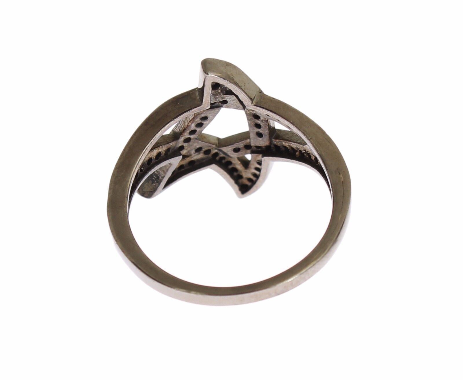 Nialaya Black CZ Rhodium 925 Silver Womens Ring LUNESCAPE