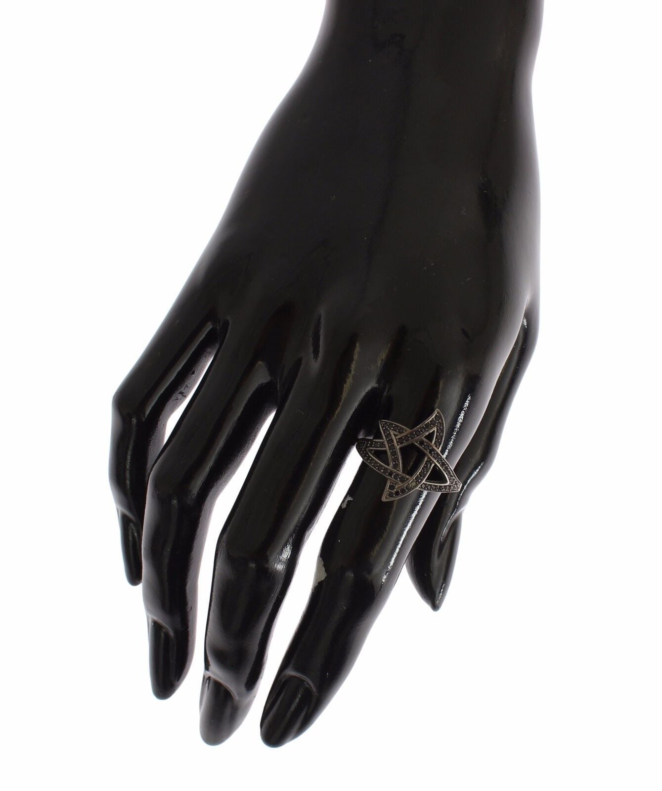 Nialaya Black CZ Rhodium 925 Silver Womens Ring LUNESCAPE