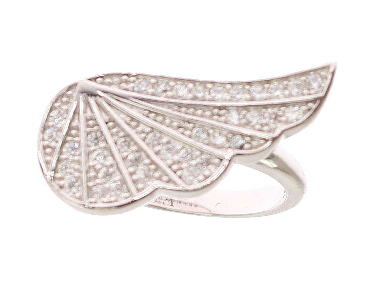 Nialaya Silver Womens Wing Clear CZ 925 Silver Ring LUNESCAPE