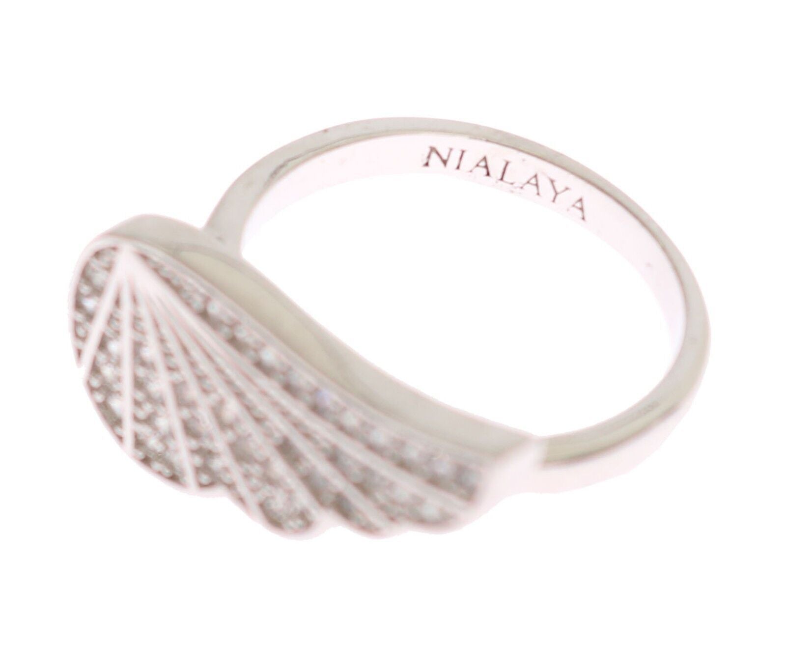 Nialaya Silver Womens Wing Clear CZ 925 Silver Ring LUNESCAPE