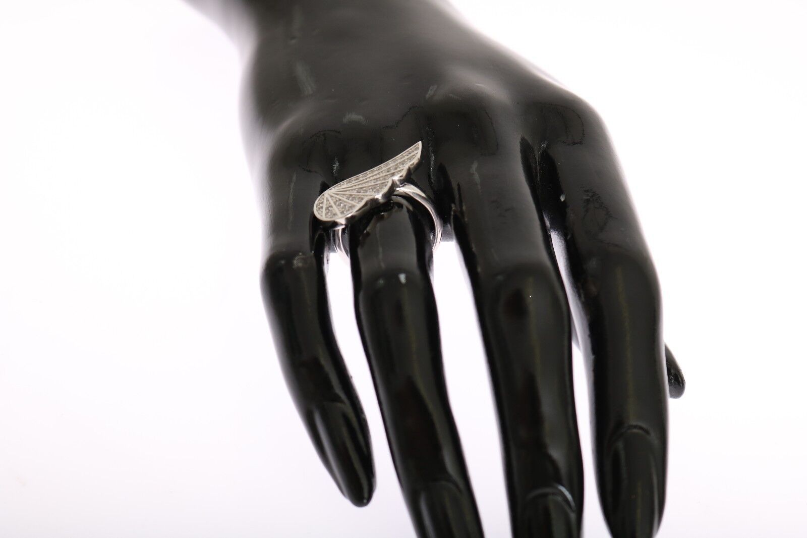 Nialaya Silver Womens Wing Clear CZ 925 Silver Ring LUNESCAPE