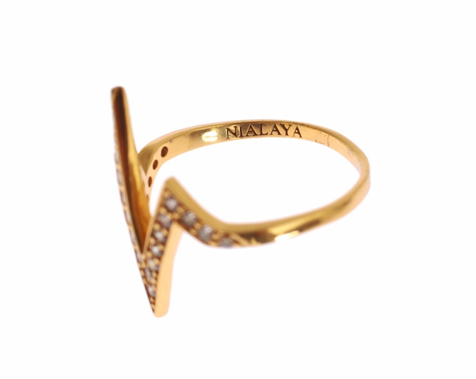 Nialaya Gold 925 Silver Womens Clear CZ 18K Ring LUNESCAPE