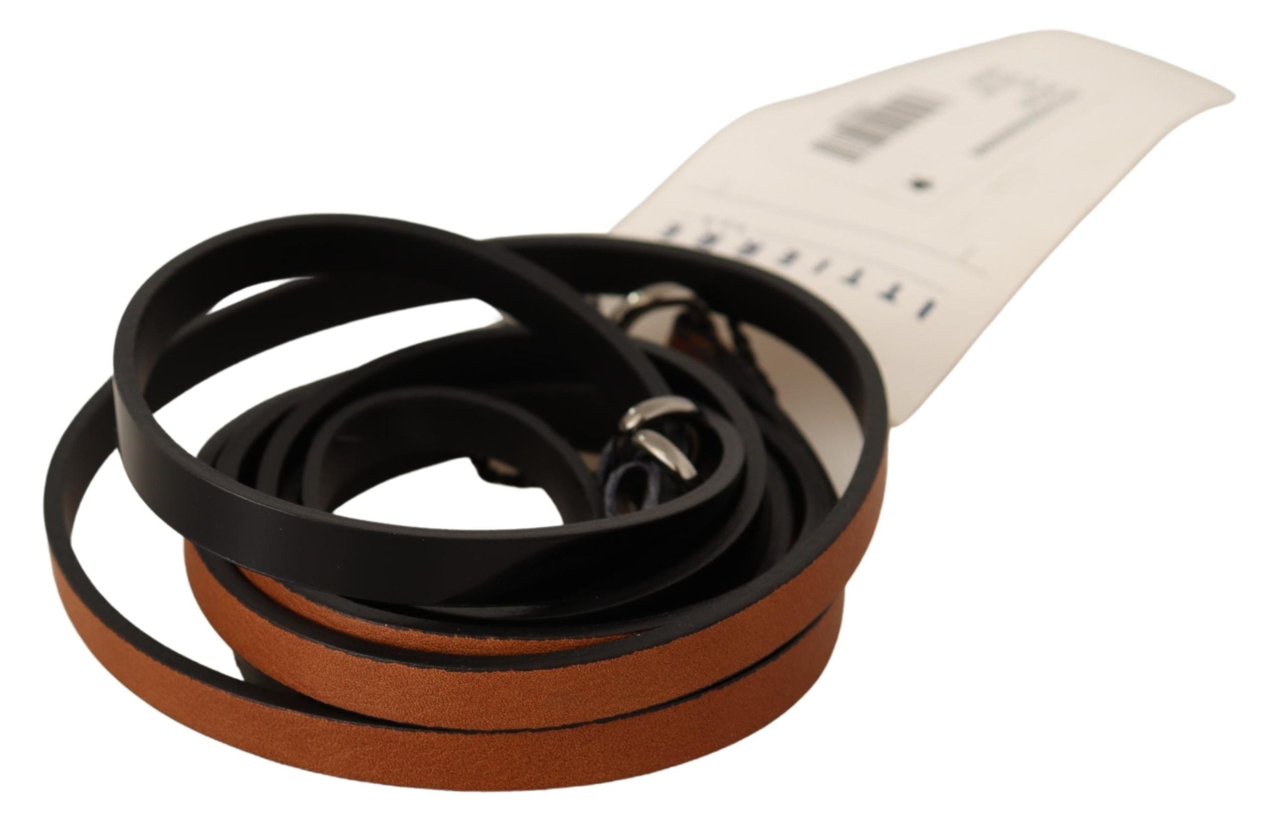 Costume National Brown Leather Silver Tone Buckle Belt LUNESCAPE