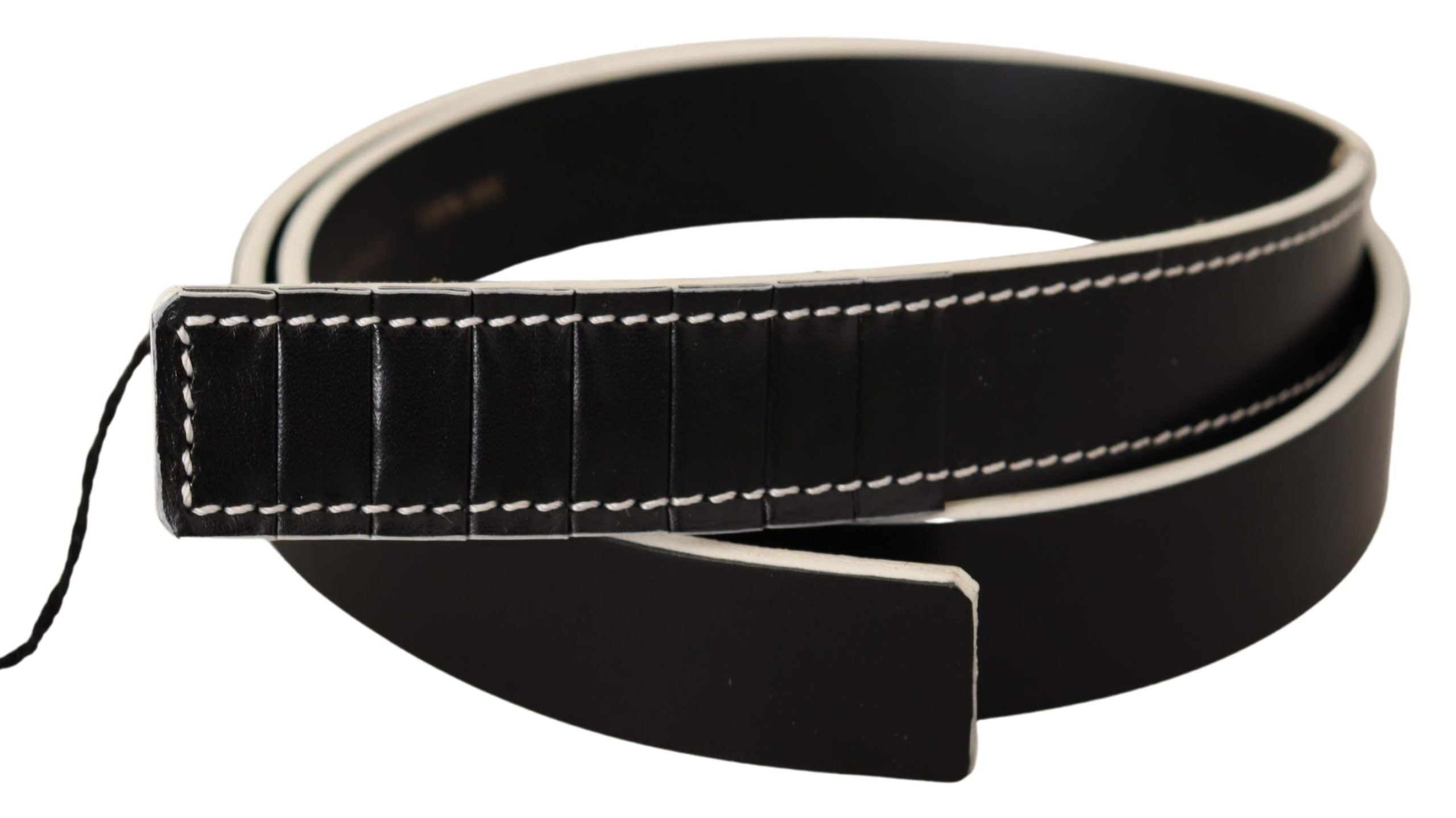 Costume National Black White Leather Fashion Waist Belt LUNESCAPE
