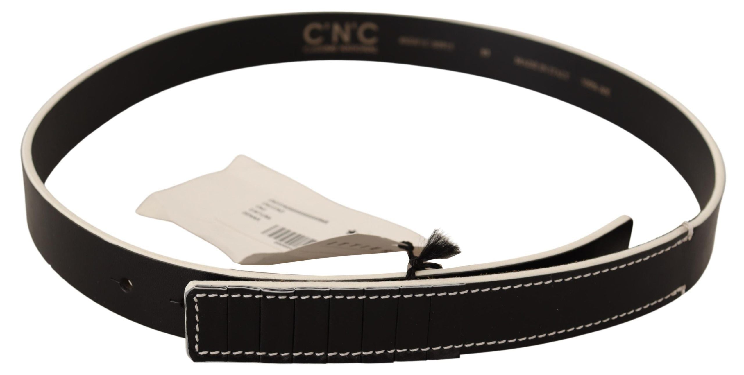 Costume National Black White Leather Fashion Waist Belt LUNESCAPE