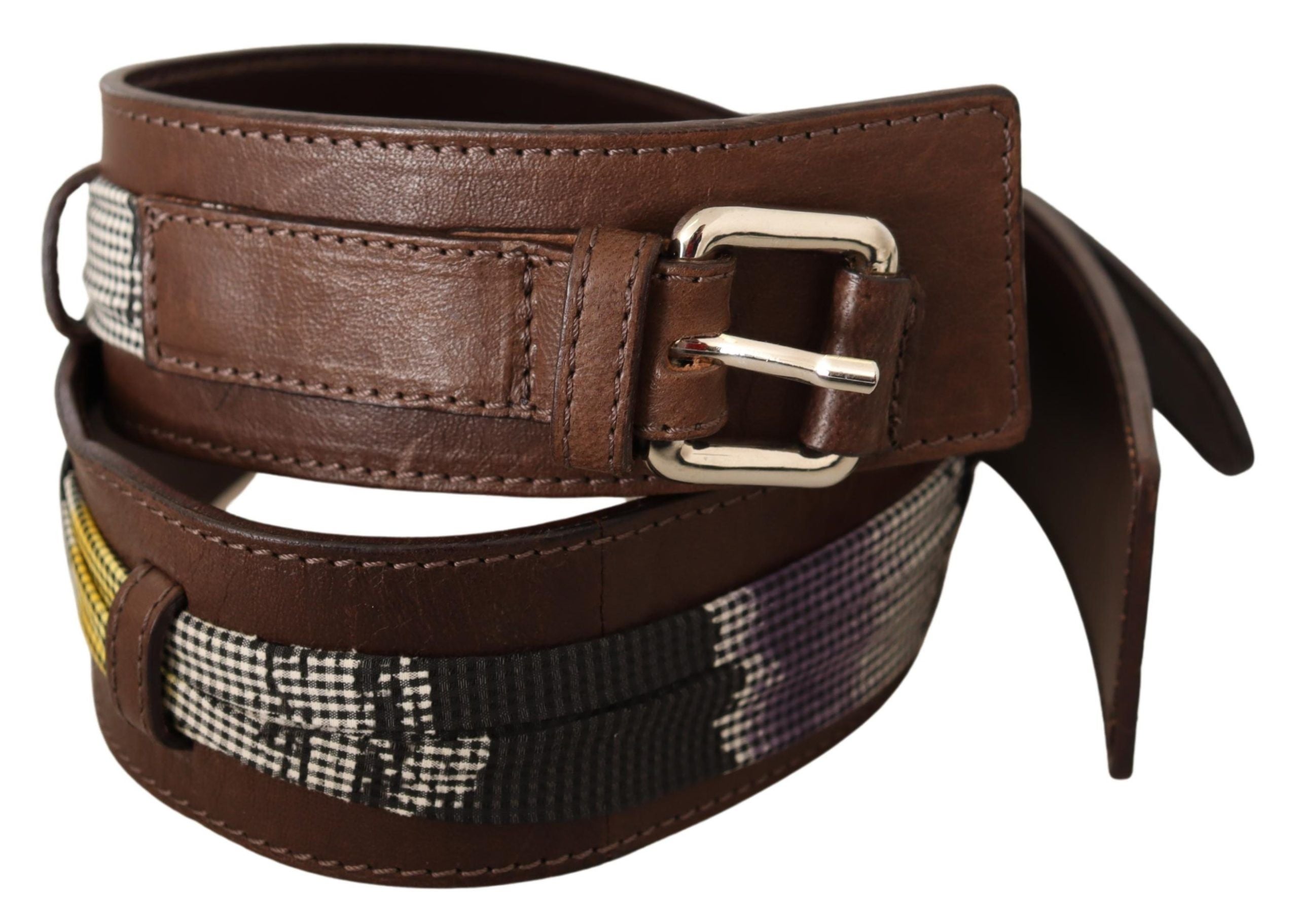 Costume National Brown Leather Silver Buckle Belt LUNESCAPE
