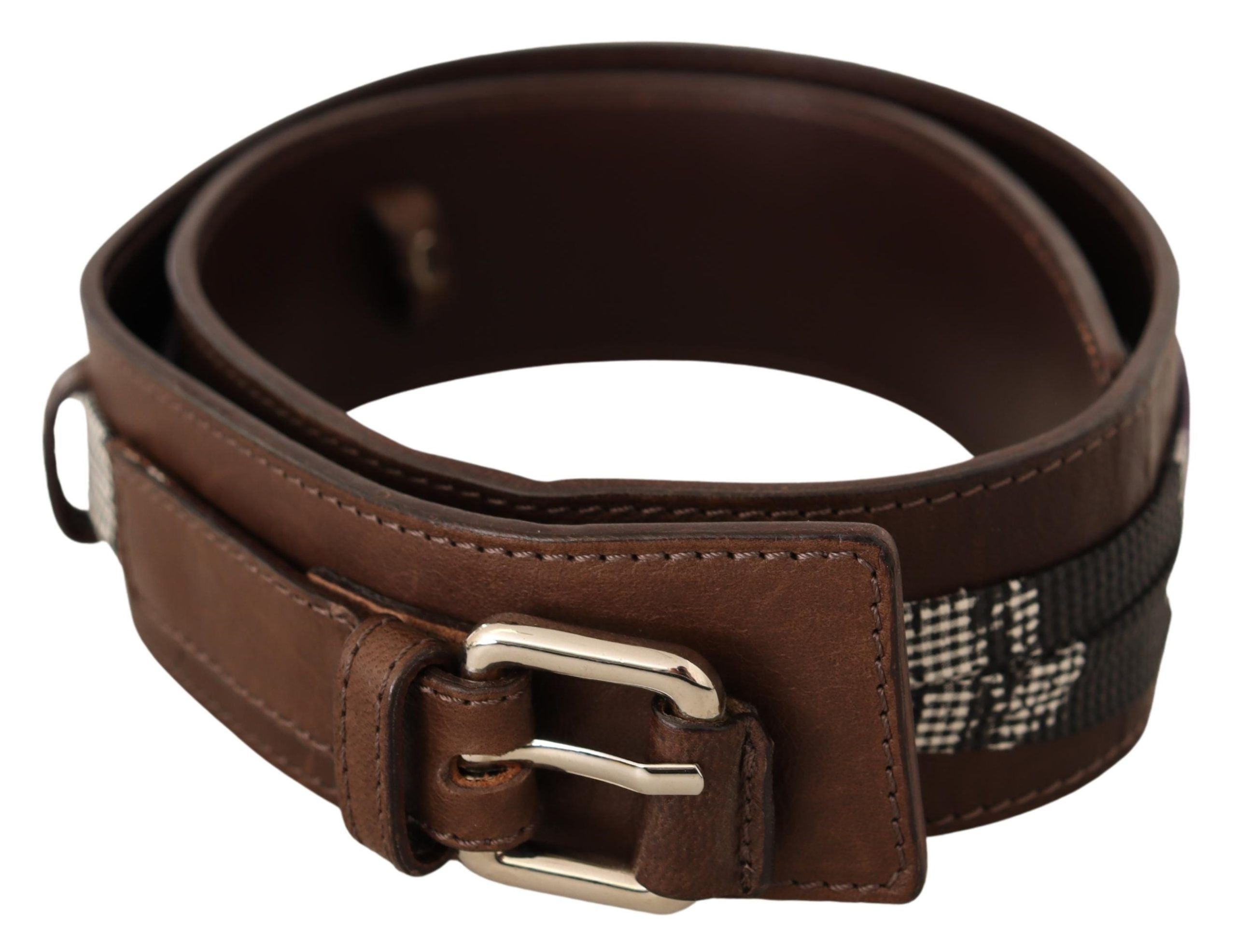 Costume National Brown Leather Silver Buckle Belt LUNESCAPE