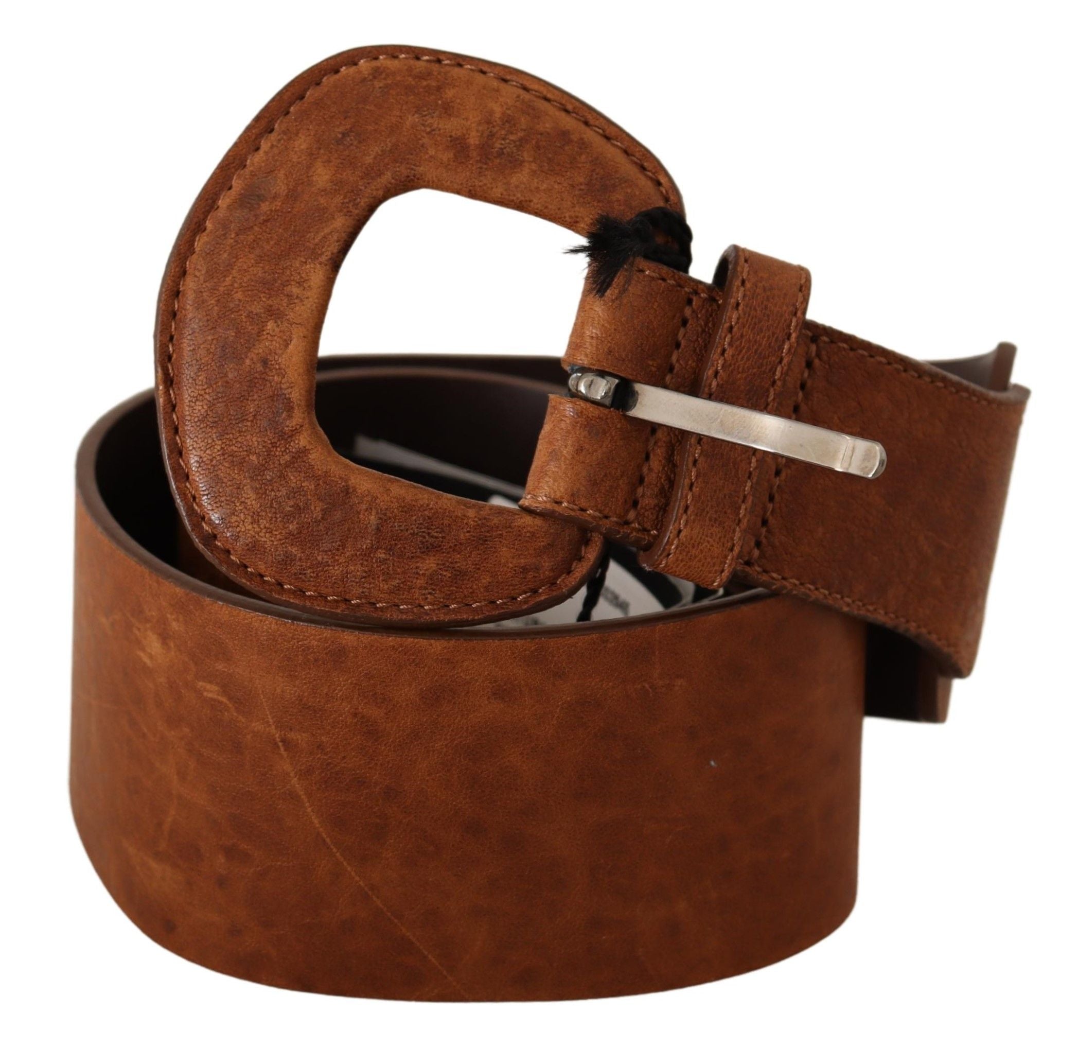 Costume National Brown Leather Fashion Waist Buckle Belt LUNESCAPE