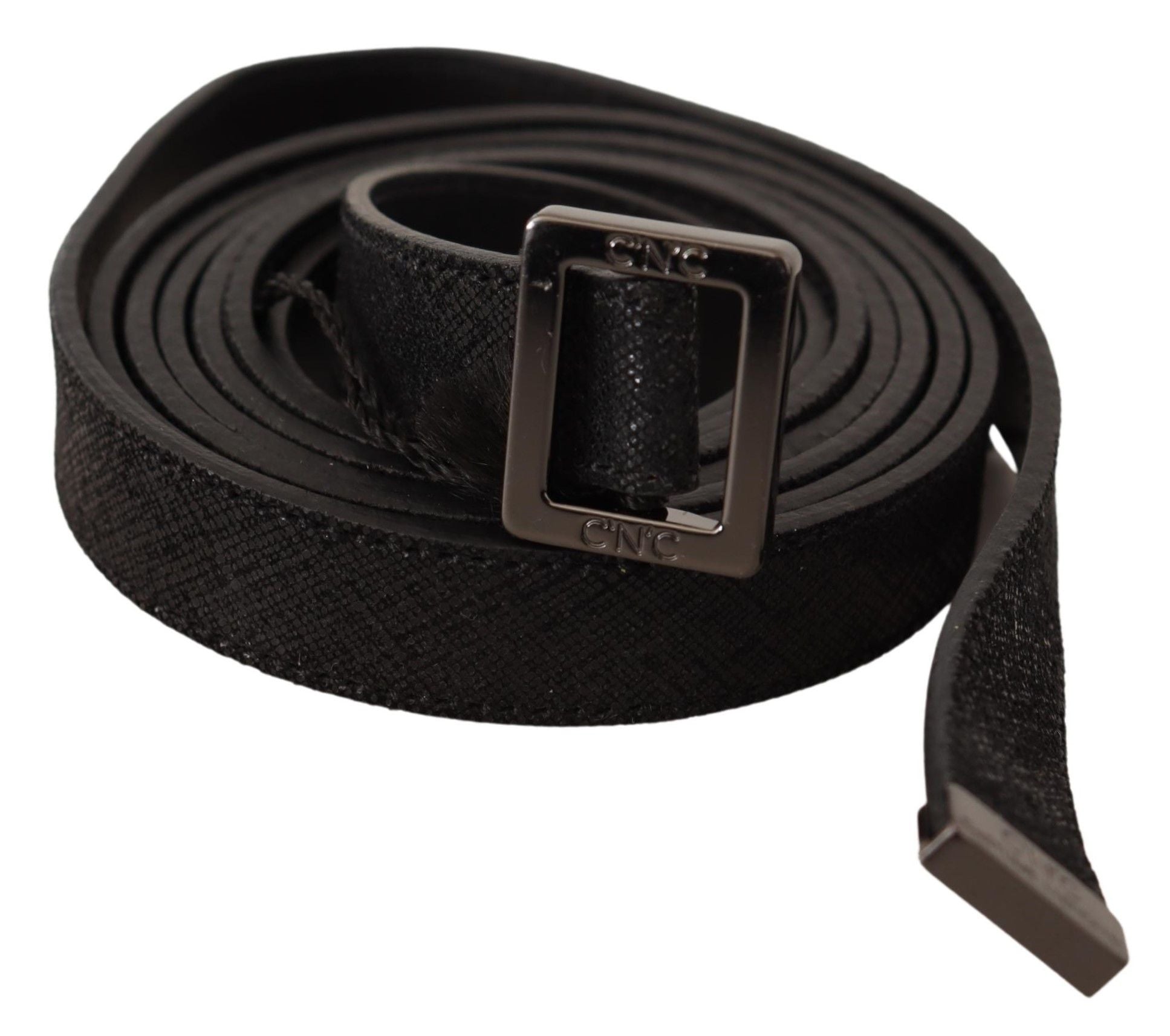 Costume National Black Leather Metal Buckle Waist Belt LUNESCAPE