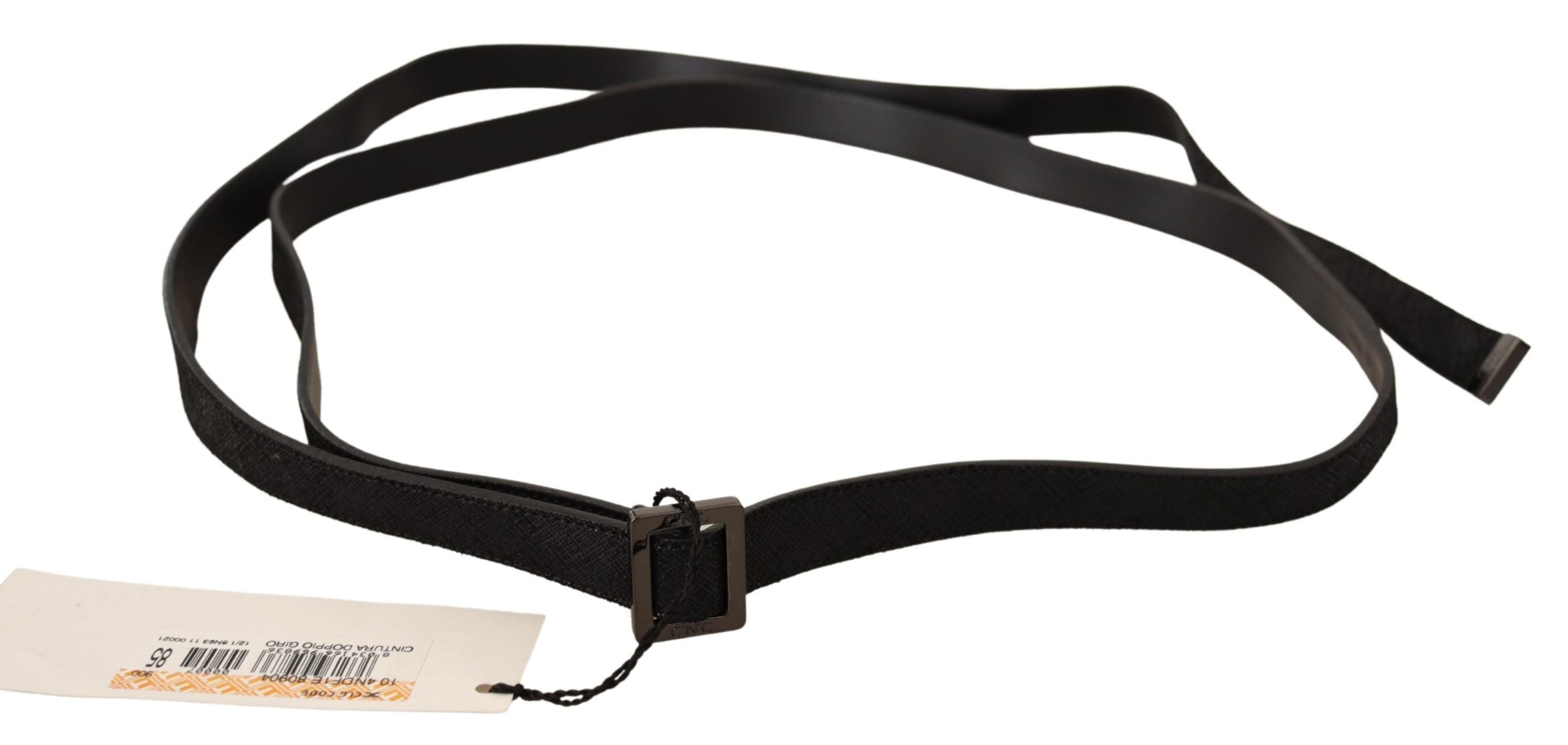 Costume National Black Leather Metal Buckle Waist Belt LUNESCAPE