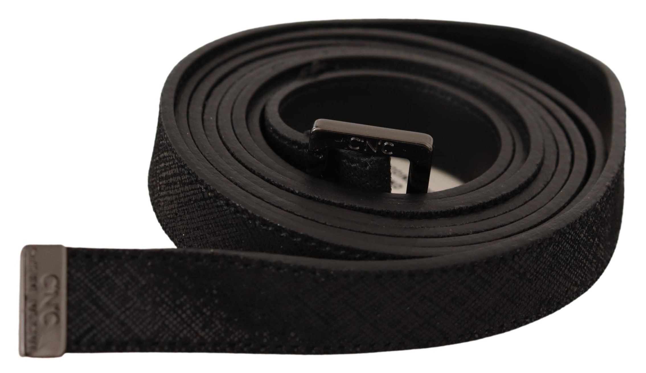 Costume National Black Leather Metal Buckle Waist Belt LUNESCAPE