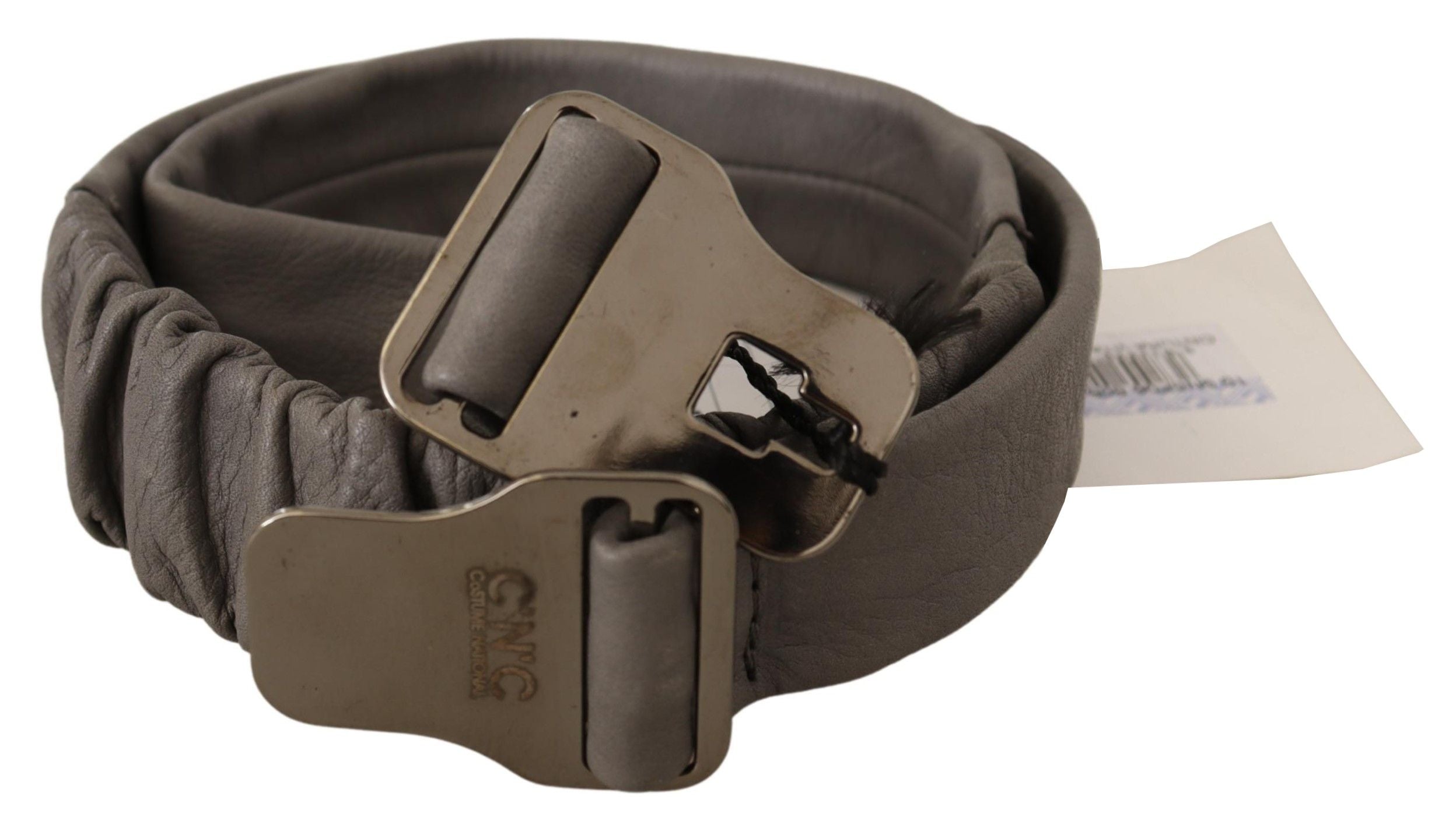Costume National Gray Leather Silver Buckle Waist Belt LUNESCAPE