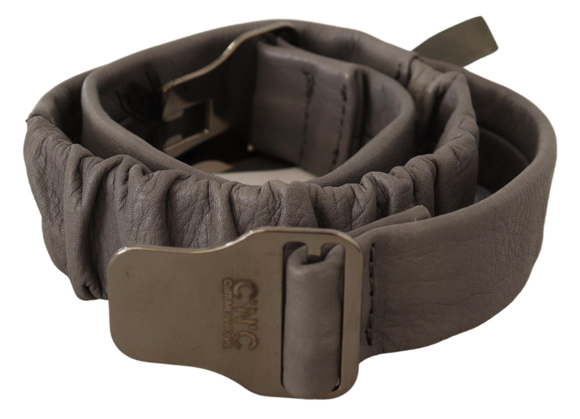 Costume National Gray Leather Silver Buckle Waist Belt LUNESCAPE