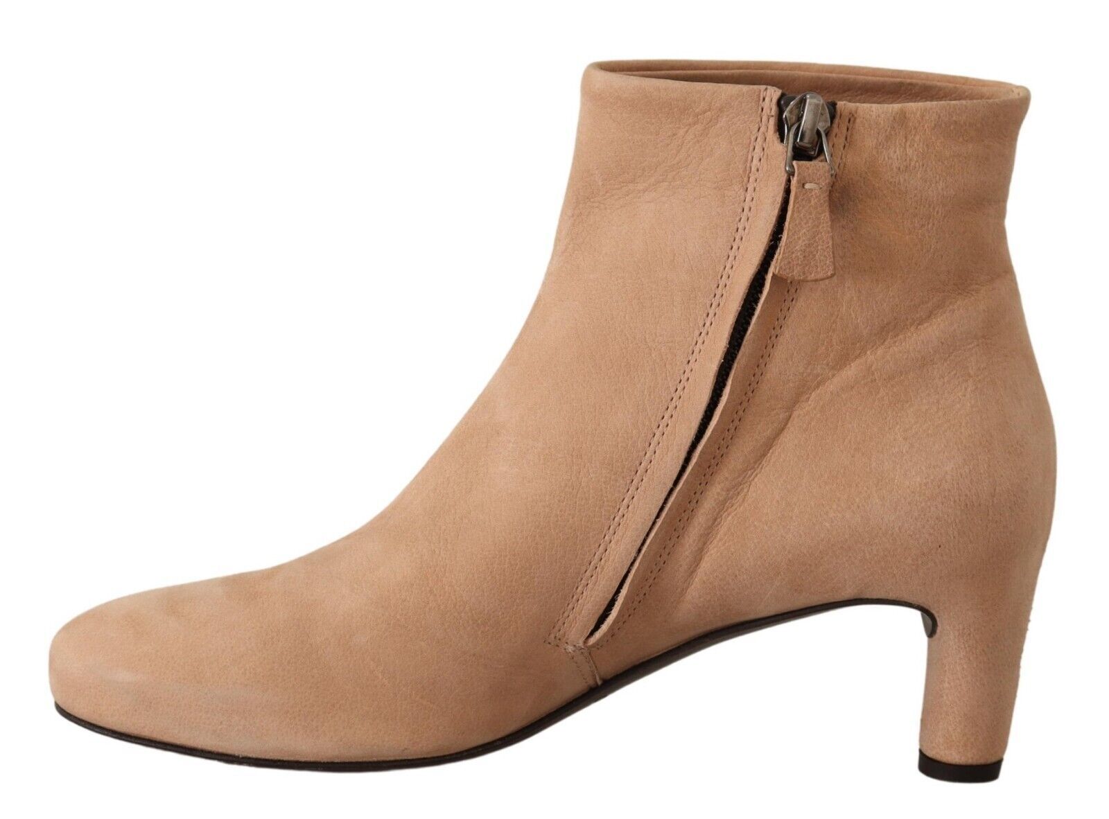 DEL CARLO Beige Suede Leather Mid Heels Pumps Boots Shoes LUNESCAPE