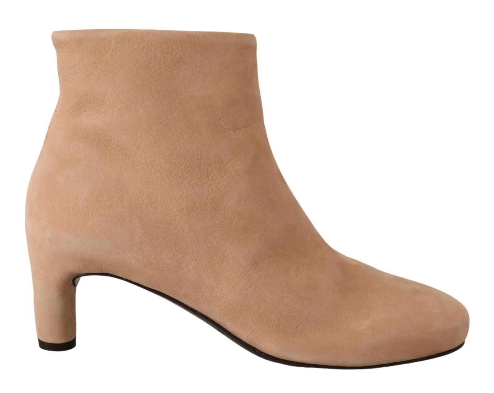 DEL CARLO Beige Suede Leather Mid Heels Pumps Boots Shoes LUNESCAPE