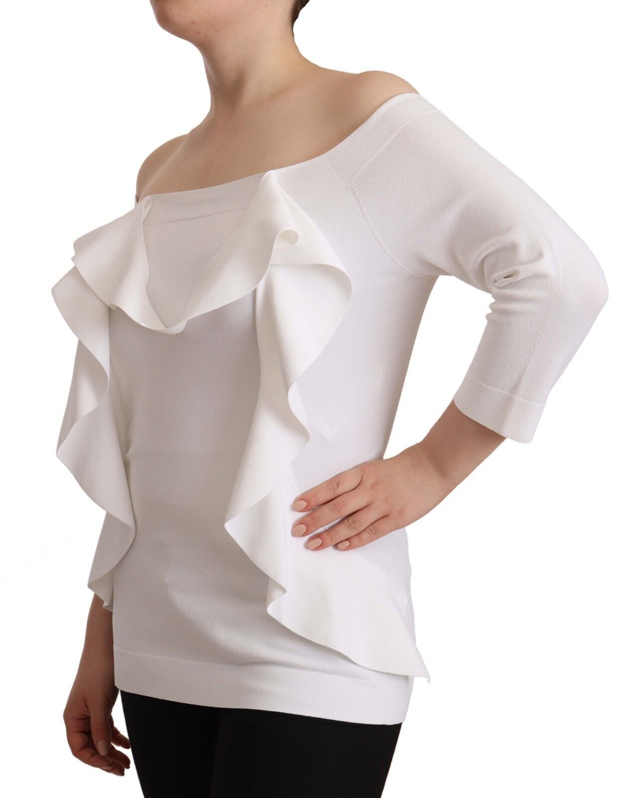 EXTERIOR White Long Sleeves Off Shoulder Women Top Blouse LUNESCAPE