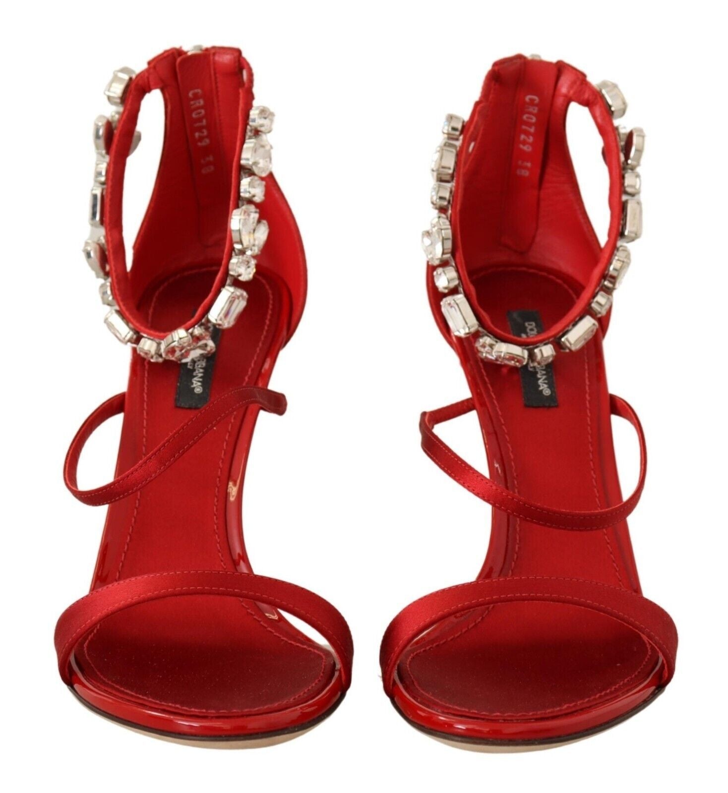 Dolce & Gabbana Red Satin Crystals Sandals Keira Heels Shoes LUNESCAPE