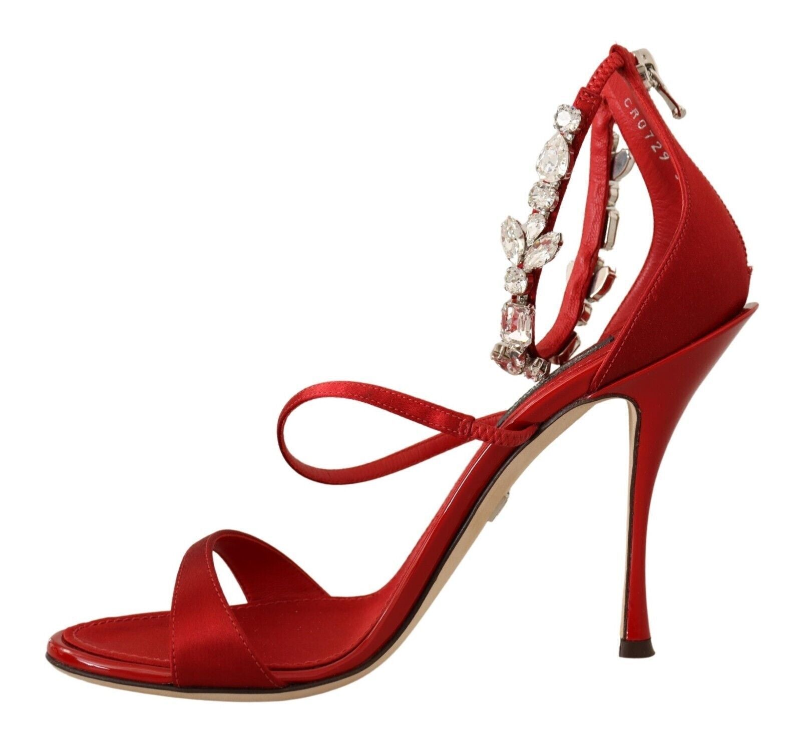 Dolce & Gabbana Red Satin Crystals Sandals Keira Heels Shoes LUNESCAPE