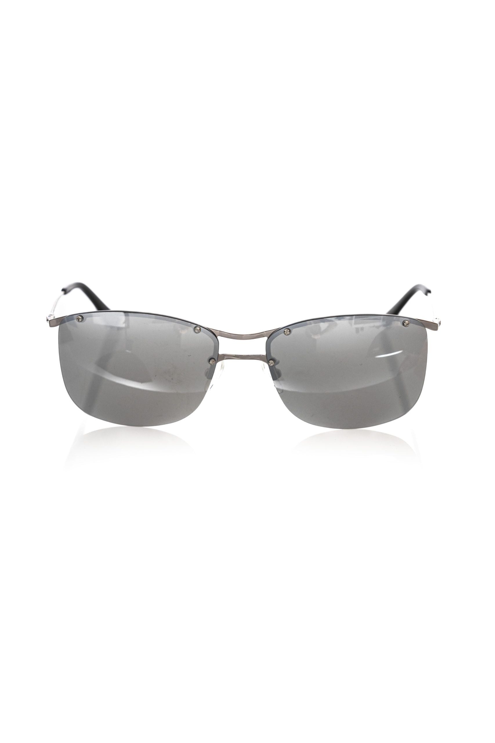 Frankie Morello Silver Metallic Fibre Men Sunglass