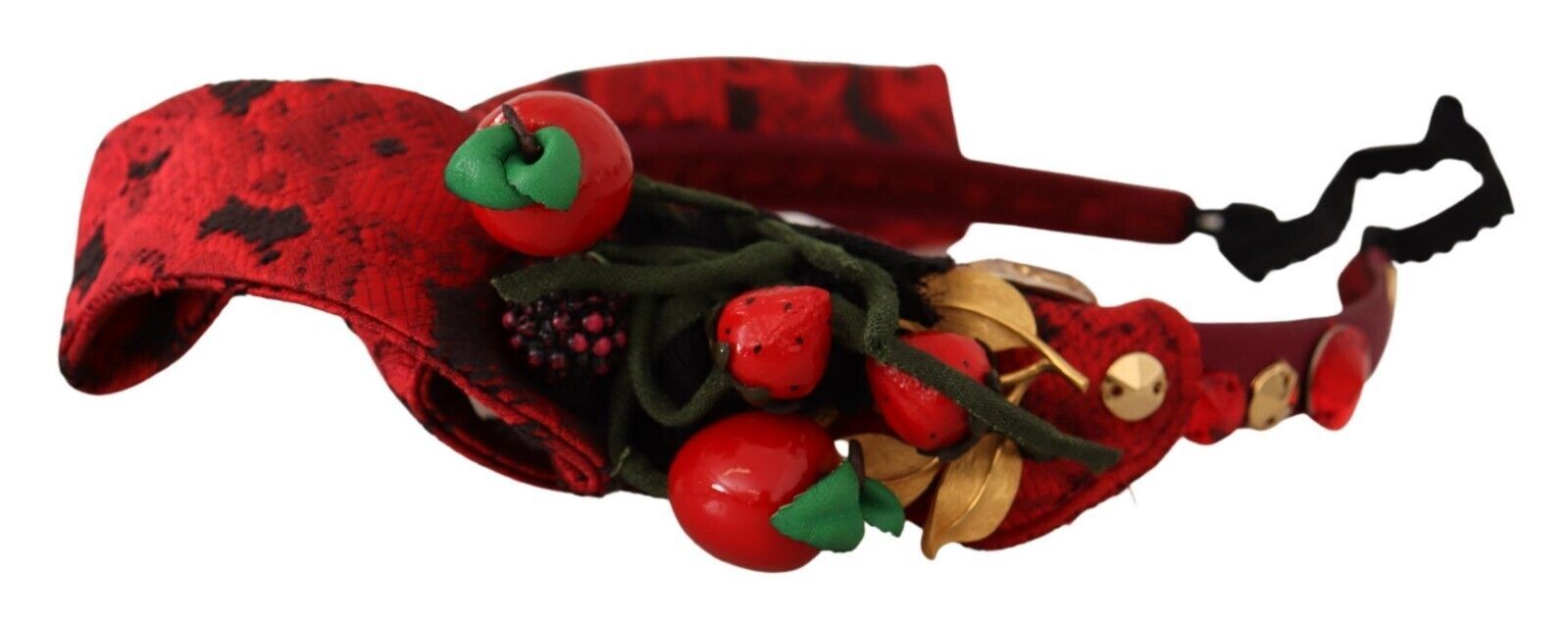Dolce & Gabbana Red Tiara Berry Fruit Crystal Bow Hair Diadem Headband LUNESCAPE